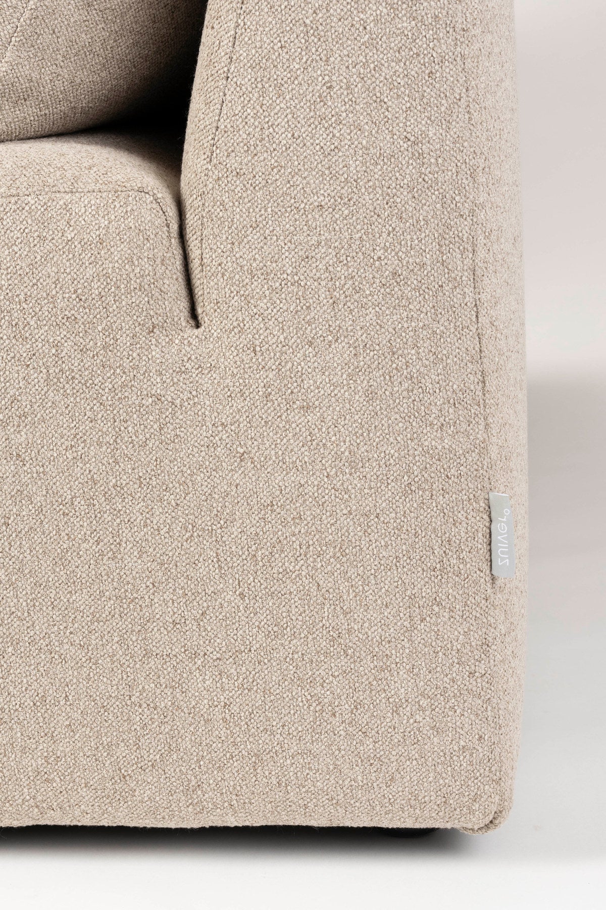 L-Sofa Prosper Sofa Right von Zuiver in Beige mit grob gewebtem Polyesterbezug, niedrige Beine