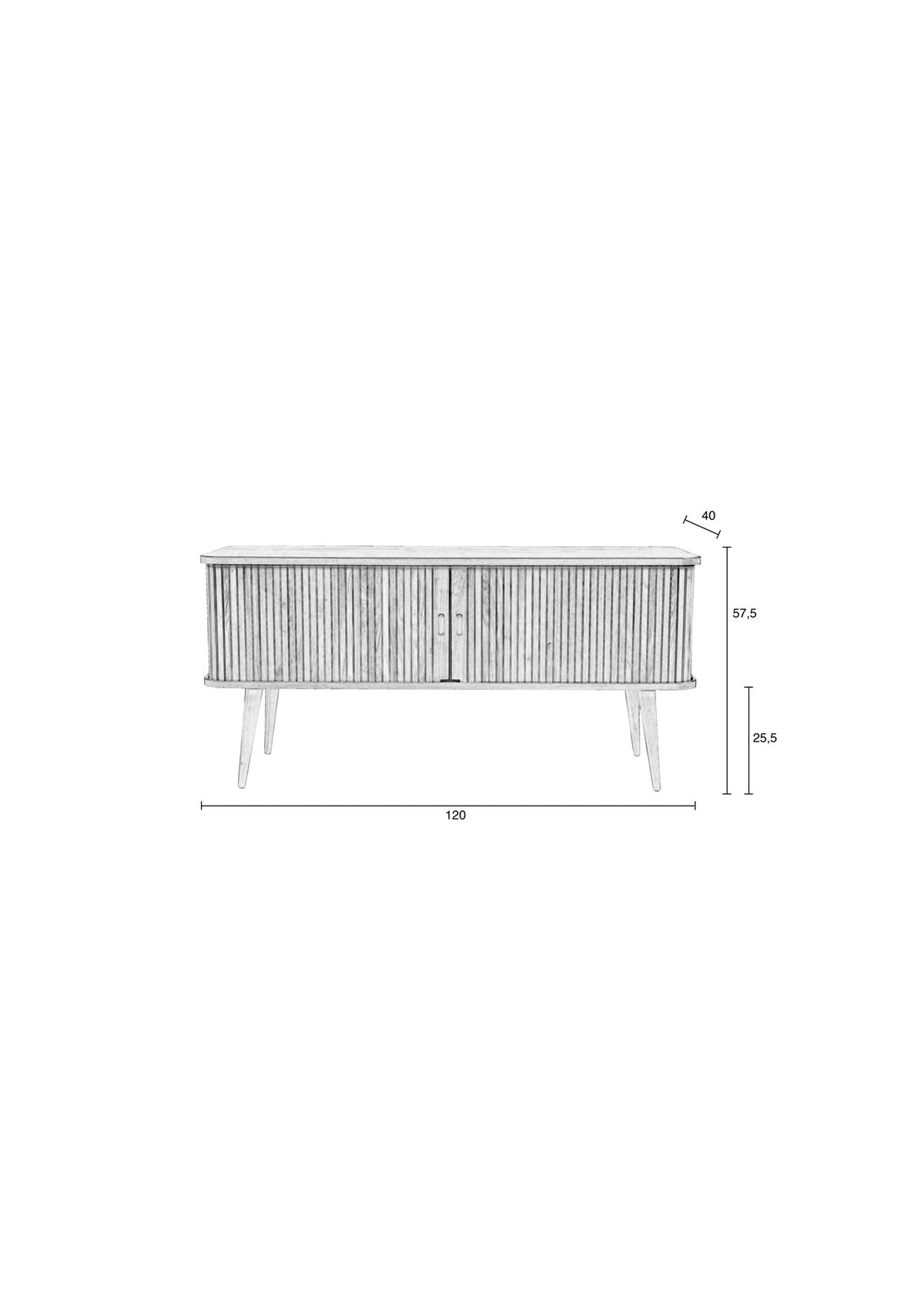 Sideboard Barbier von Zuiver in Natur mit Schiebetüren aus vertikalen Eschenholz-Lamellen, Beinen aus massivem Eschenholz und Regal aus gehärtetem Glas.