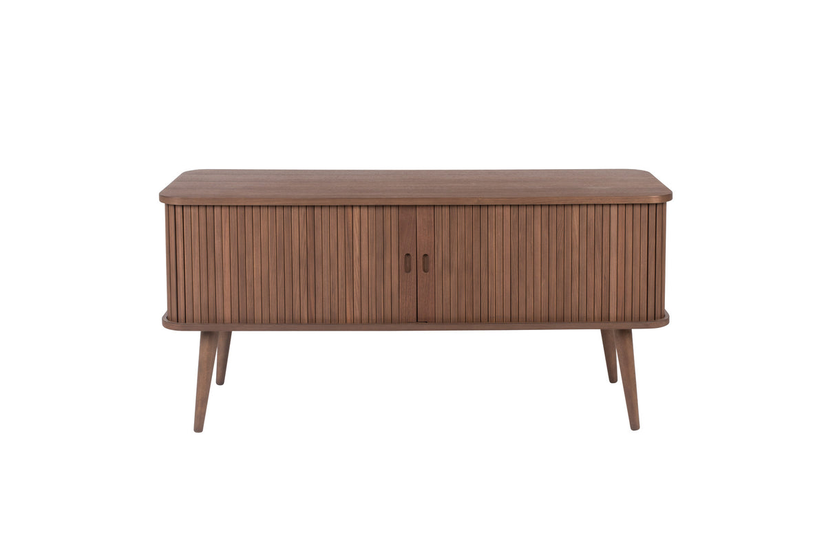 Sideboard Barbier von Zuiver mit Holzfurnier, Lamellen-Schiebetüren und Beinen