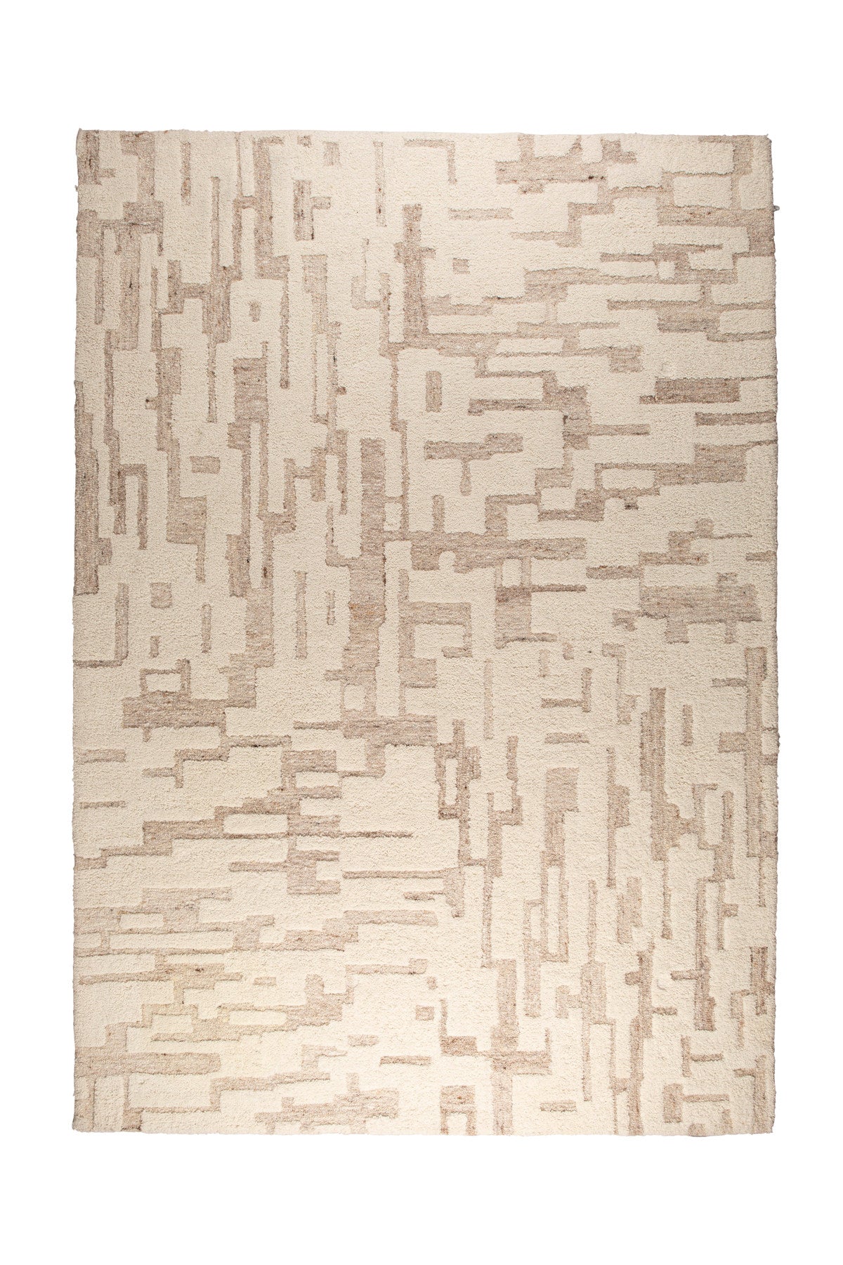 Beiger Teppich Hills von Zuiver, handgewebt aus Wolle und Polyester, rechteckig