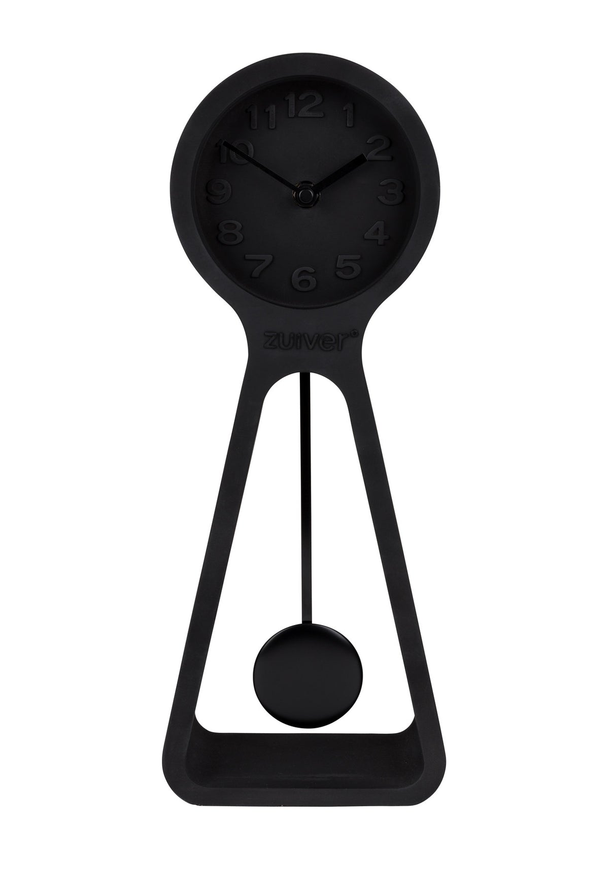 Wanduhr Time Pendulum mit Betongehäuse, Aluminiumzeigern und Pendel an der Wand