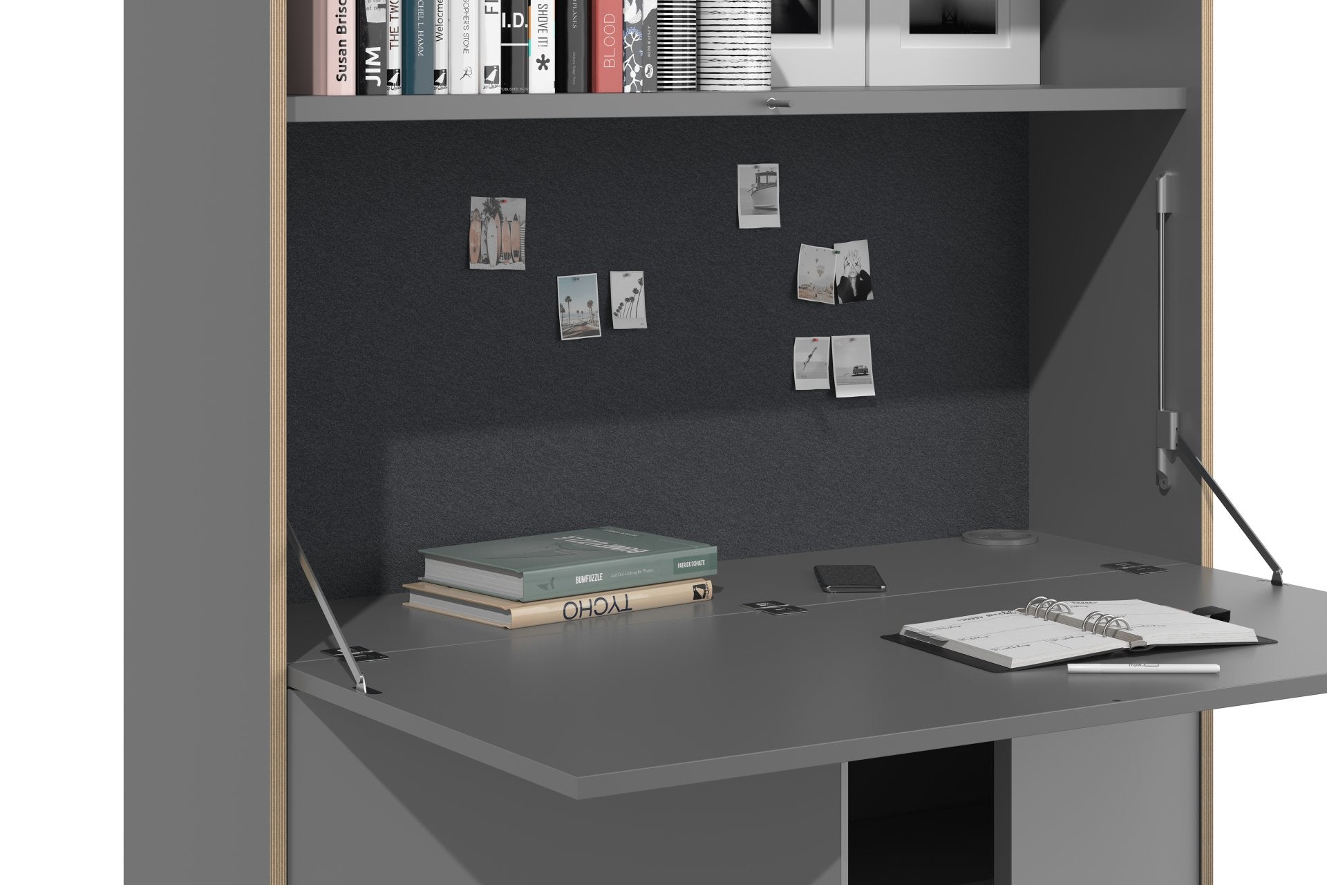 FLAI Home Office hoch in Anthrazit / Blanched Almond präsentiert im Onlineshop von KAQTU Design AG. Sekretär ist von Müller Möbelwerkstätten
