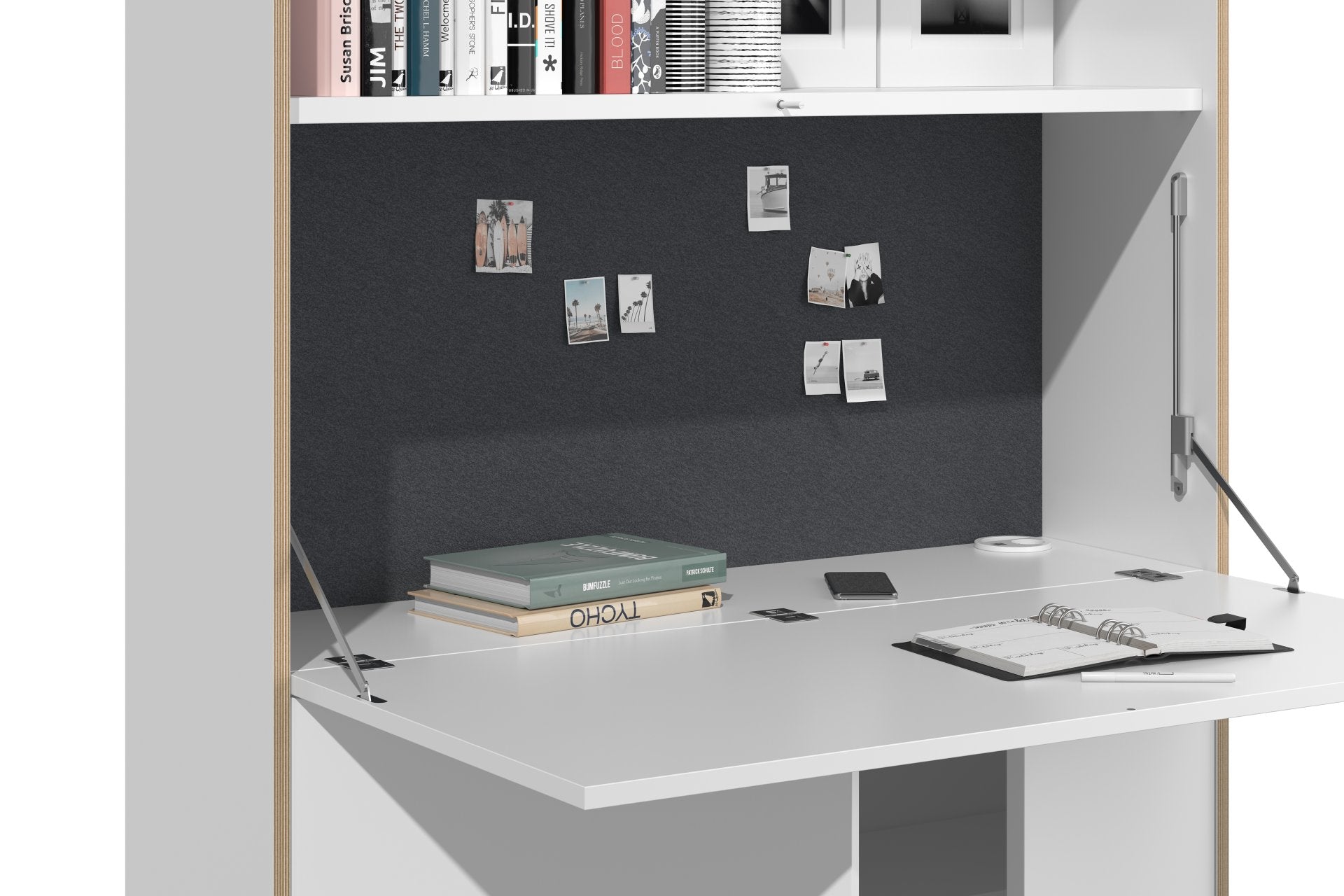 FLAI Home Office hoch in Weiss / Blanched Almond präsentiert im Onlineshop von KAQTU Design AG. Sekretär ist von Müller Möbelwerkstätten