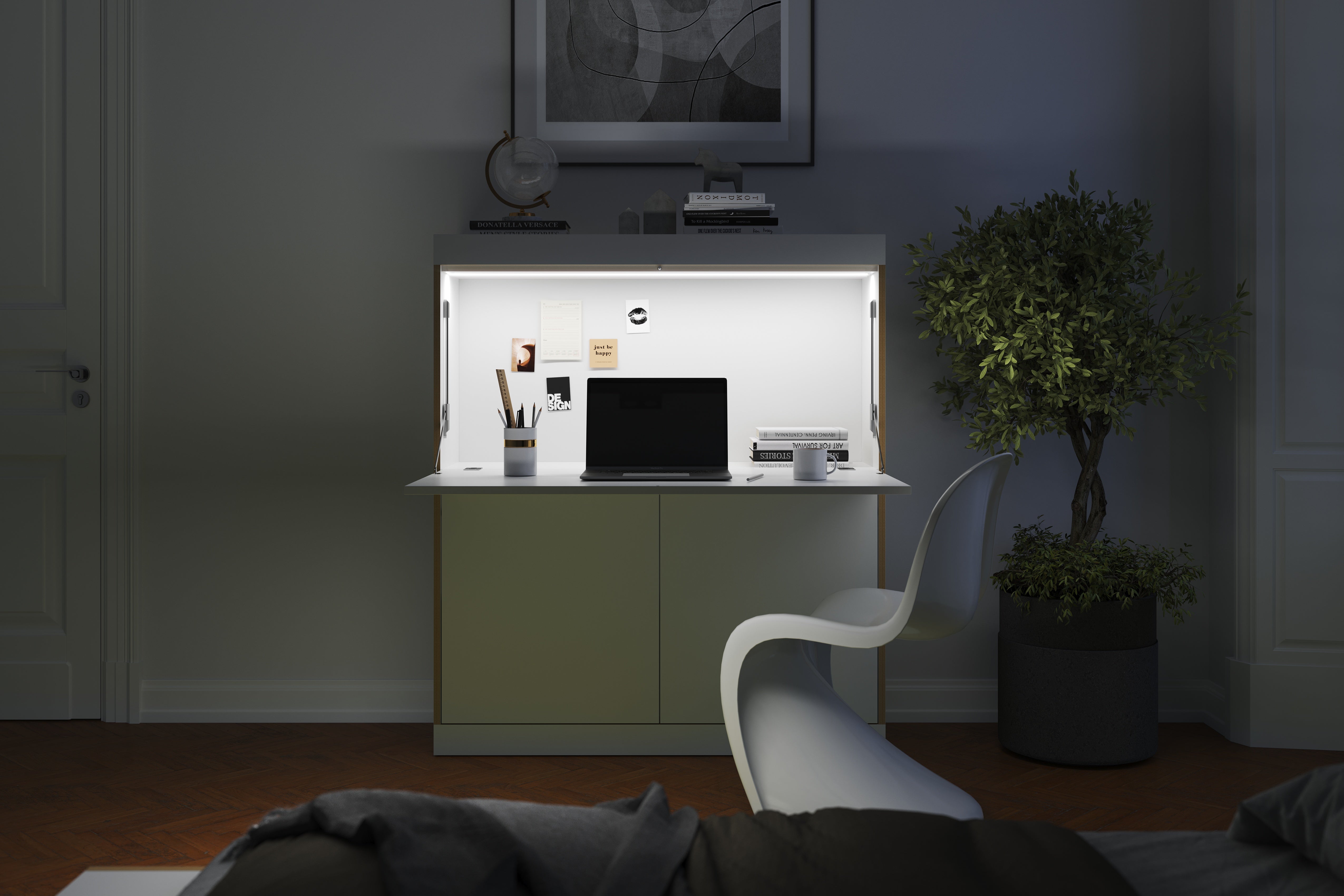 FLAI Home Office in Weiss präsentiert im Onlineshop von KAQTU Design AG. Sekretär ist von Müller Möbelwerkstätten