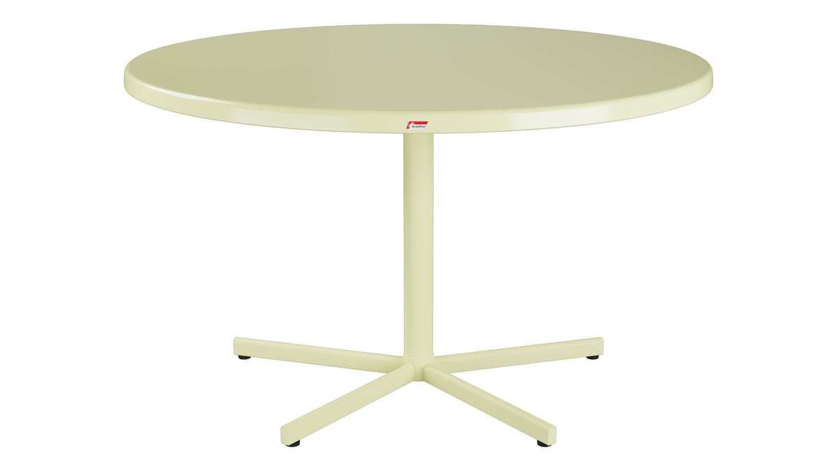 Bodensee Glasfaser-Gartentisch ø120 klappbar in Buchsbaumgelb präsentiert im Onlineshop von KAQTU Design AG. Gartentisch ist von Schaffner