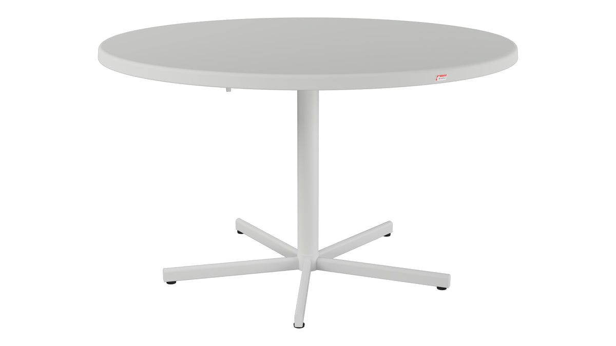 Bodensee Glasfaser-Gartentisch ø120 klappbar in Alusilber präsentiert im Onlineshop von KAQTU Design AG. Gartentisch ist von Schaffner