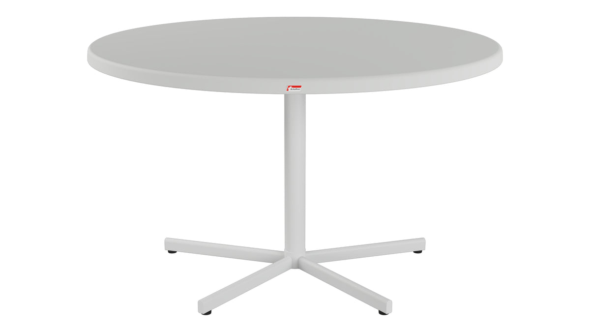 Bodensee Glasfaser-Gartentisch ø120 klappbar in Alusilber präsentiert im Onlineshop von KAQTU Design AG. Gartentisch ist von Schaffner