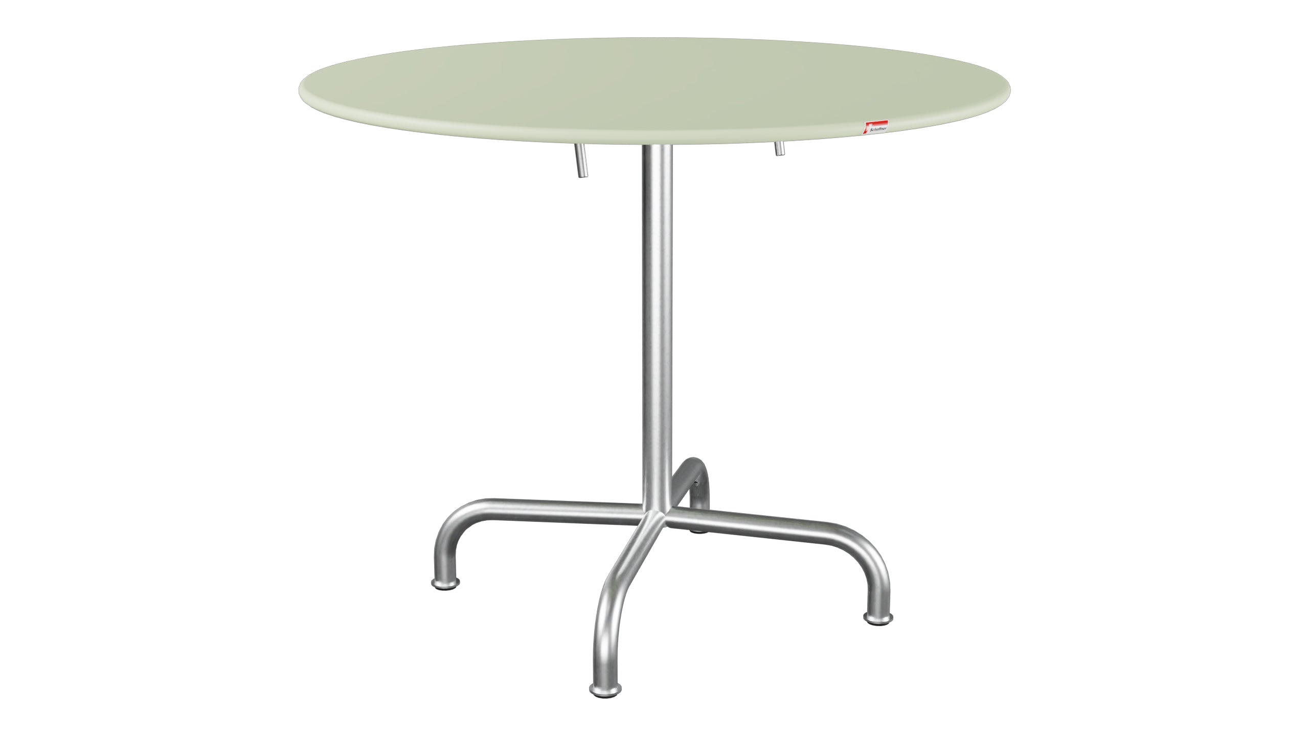 Rigi Metall-Gartentisch ø90 klappbar in Pastellgrün präsentiert im Onlineshop von KAQTU Design AG. Gartentisch ist von Schaffner