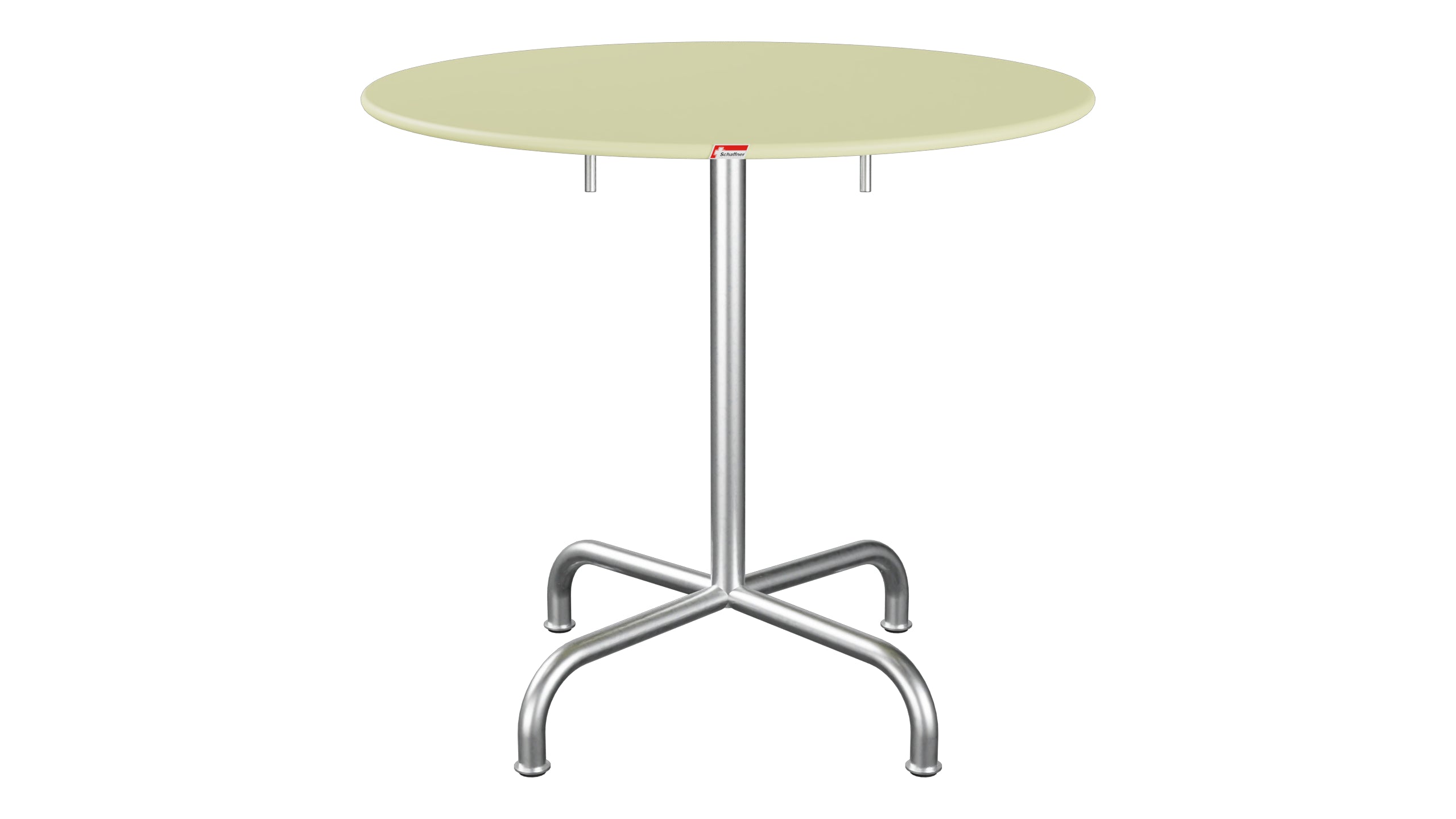 Rigi Metall-Gartentisch ø80 klappbar in Buchsbaumgelb präsentiert im Onlineshop von KAQTU Design AG. Gartentisch ist von Schaffner