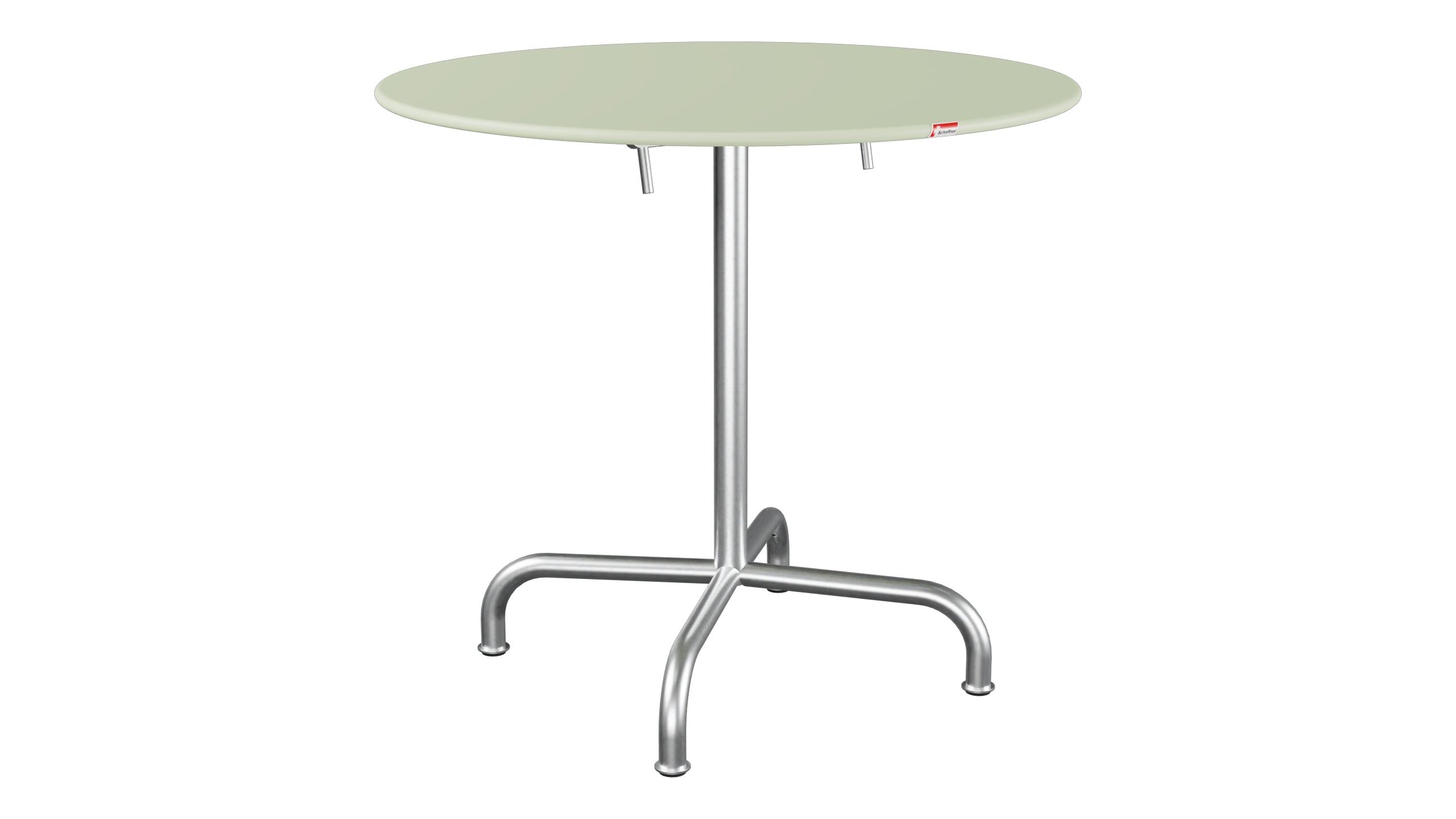 Rigi Metall-Gartentisch ø80 klappbar in Pastellgrün präsentiert im Onlineshop von KAQTU Design AG. Gartentisch ist von Schaffner