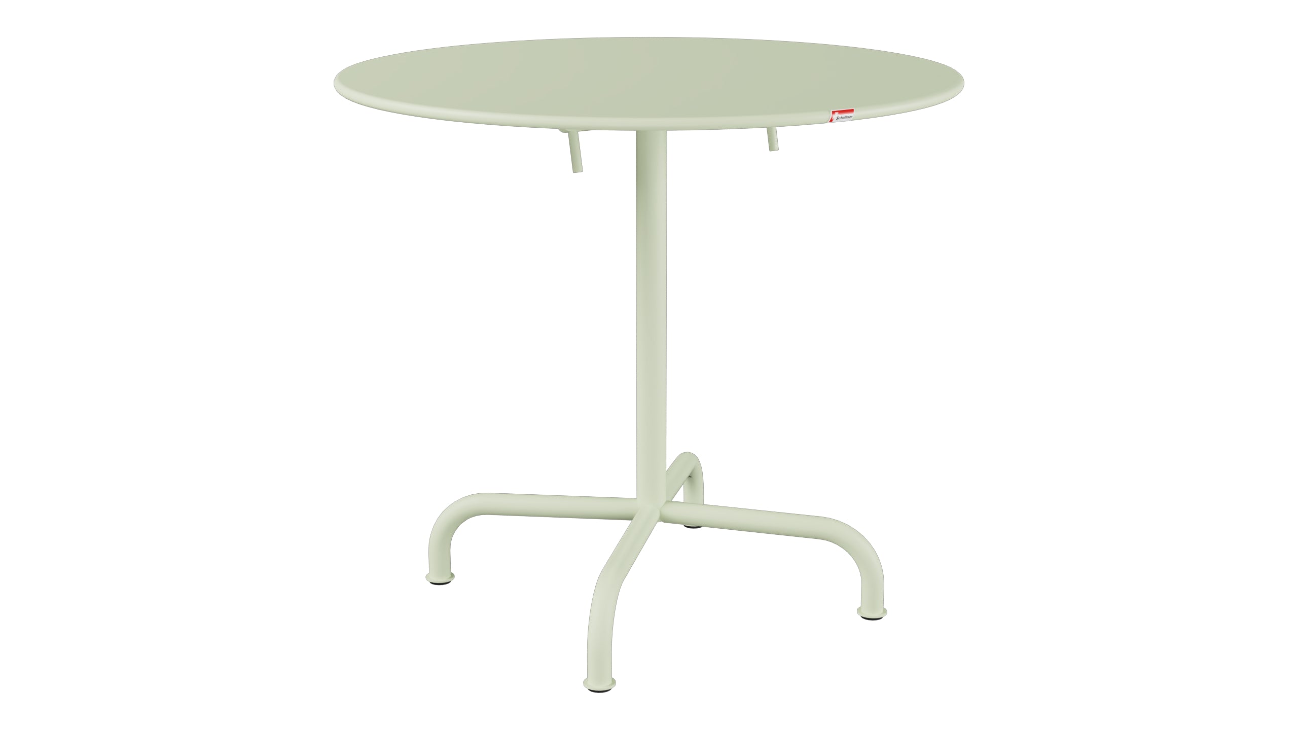Rigi Metall-Gartentisch ø80 klappbar in Pastellgrün präsentiert im Onlineshop von KAQTU Design AG. Gartentisch ist von Schaffner