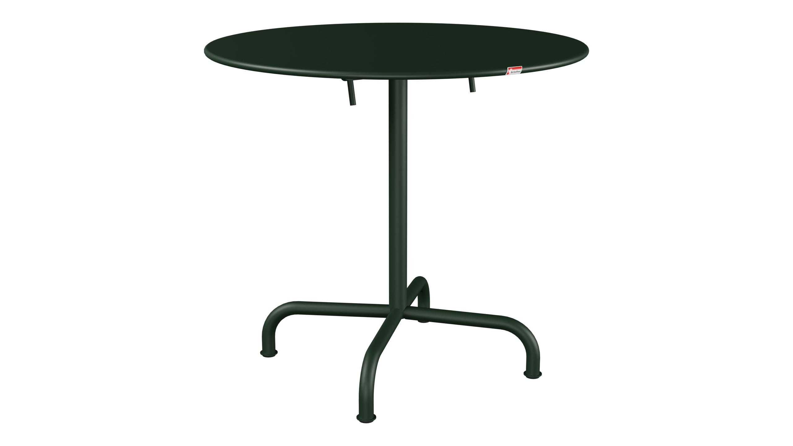 Rigi Metall-Gartentisch ø80 klappbar in Tannengrün präsentiert im Onlineshop von KAQTU Design AG. Gartentisch ist von Schaffner