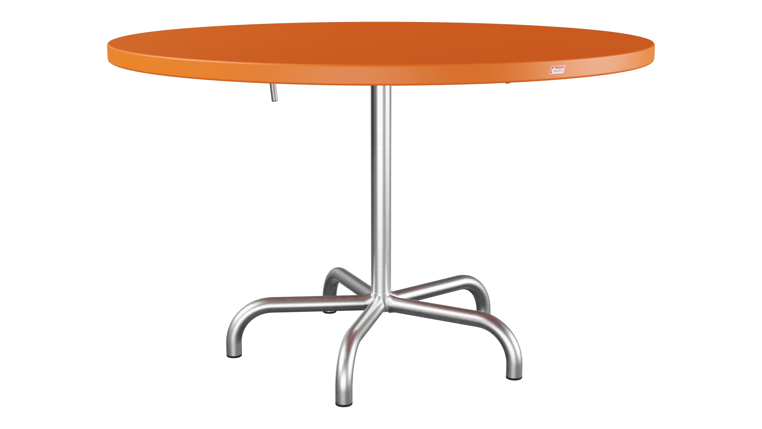 Säntis Metall-Gartentisch ø117 klappbar in Orange präsentiert im Onlineshop von KAQTU Design AG. Gartentisch ist von Schaffner