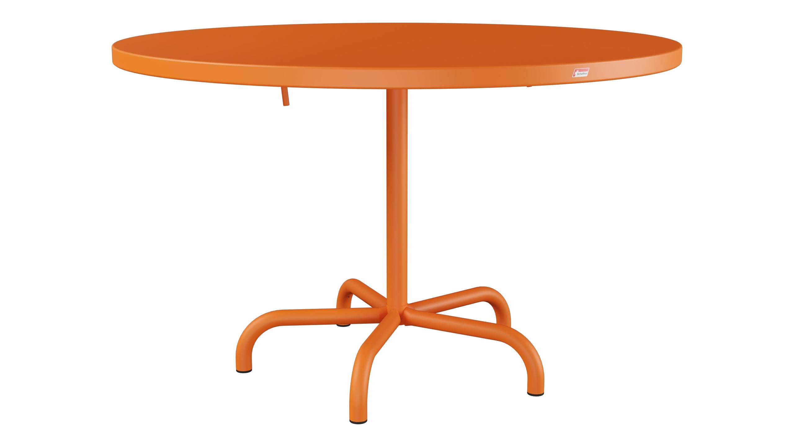 Säntis Metall-Gartentisch ø117 klappbar in Orange präsentiert im Onlineshop von KAQTU Design AG. Gartentisch ist von Schaffner
