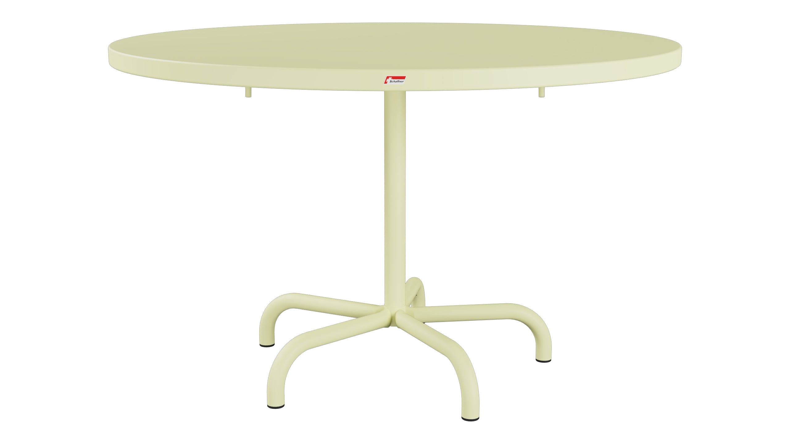 Säntis Metall-Gartentisch ø117 klappbar in Buchsbaumgelb präsentiert im Onlineshop von KAQTU Design AG. Gartentisch ist von Schaffner