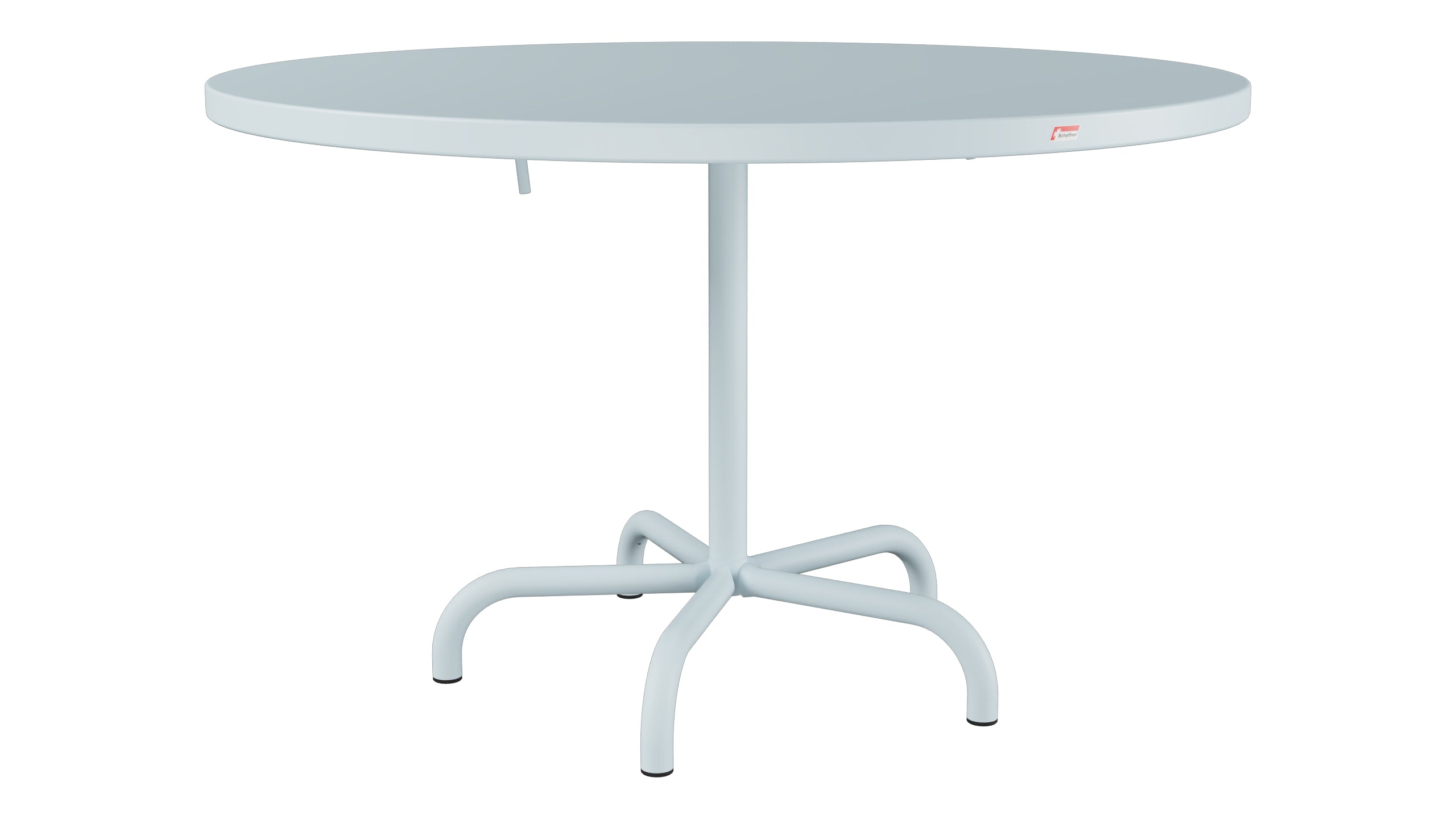 Säntis Metall-Gartentisch ø117 klappbar in Pastellblau präsentiert im Onlineshop von KAQTU Design AG. Gartentisch ist von Schaffner