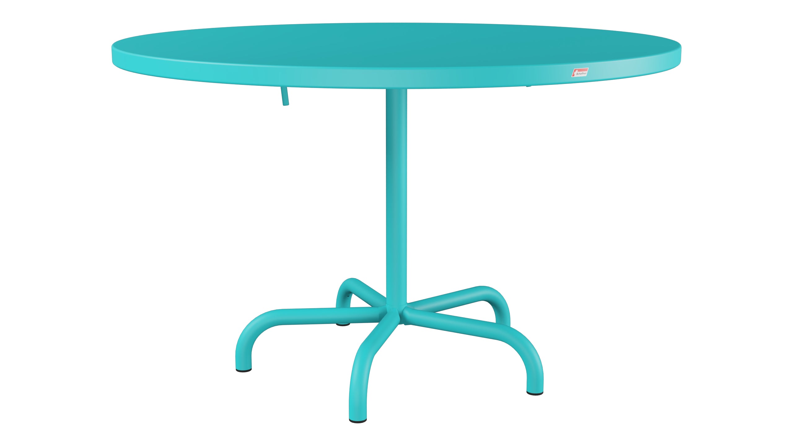 Säntis Metall-Gartentisch ø117 klappbar in Türkis präsentiert im Onlineshop von KAQTU Design AG. Gartentisch ist von Schaffner