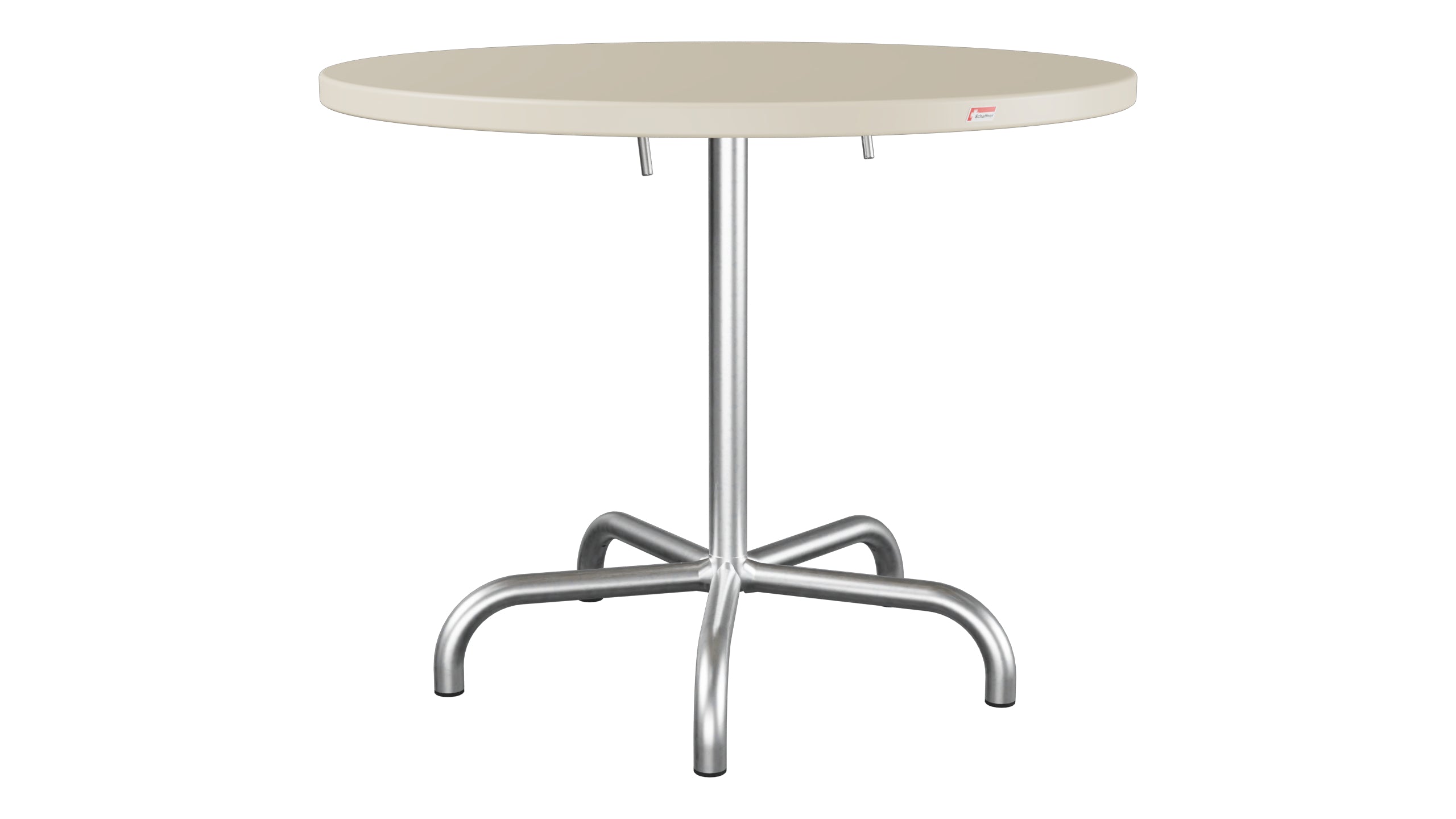Säntis Metall-Gartentisch ø92 klappbar in Pastellsand präsentiert im Onlineshop von KAQTU Design AG. Gartentisch ist von Schaffner
