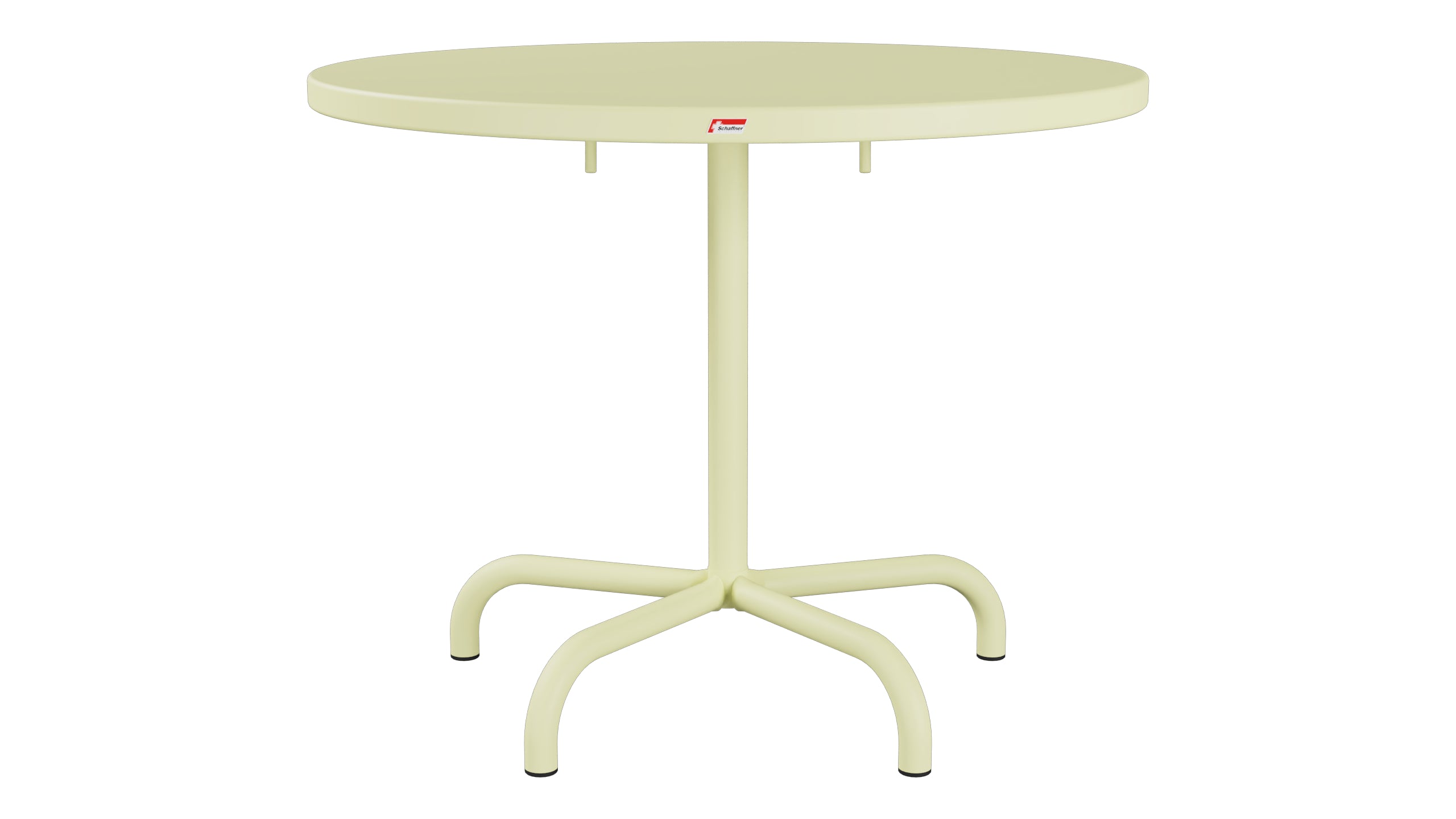 Säntis Metall-Gartentisch ø92 klappbar in Buchsbaumgelb präsentiert im Onlineshop von KAQTU Design AG. Gartentisch ist von Schaffner