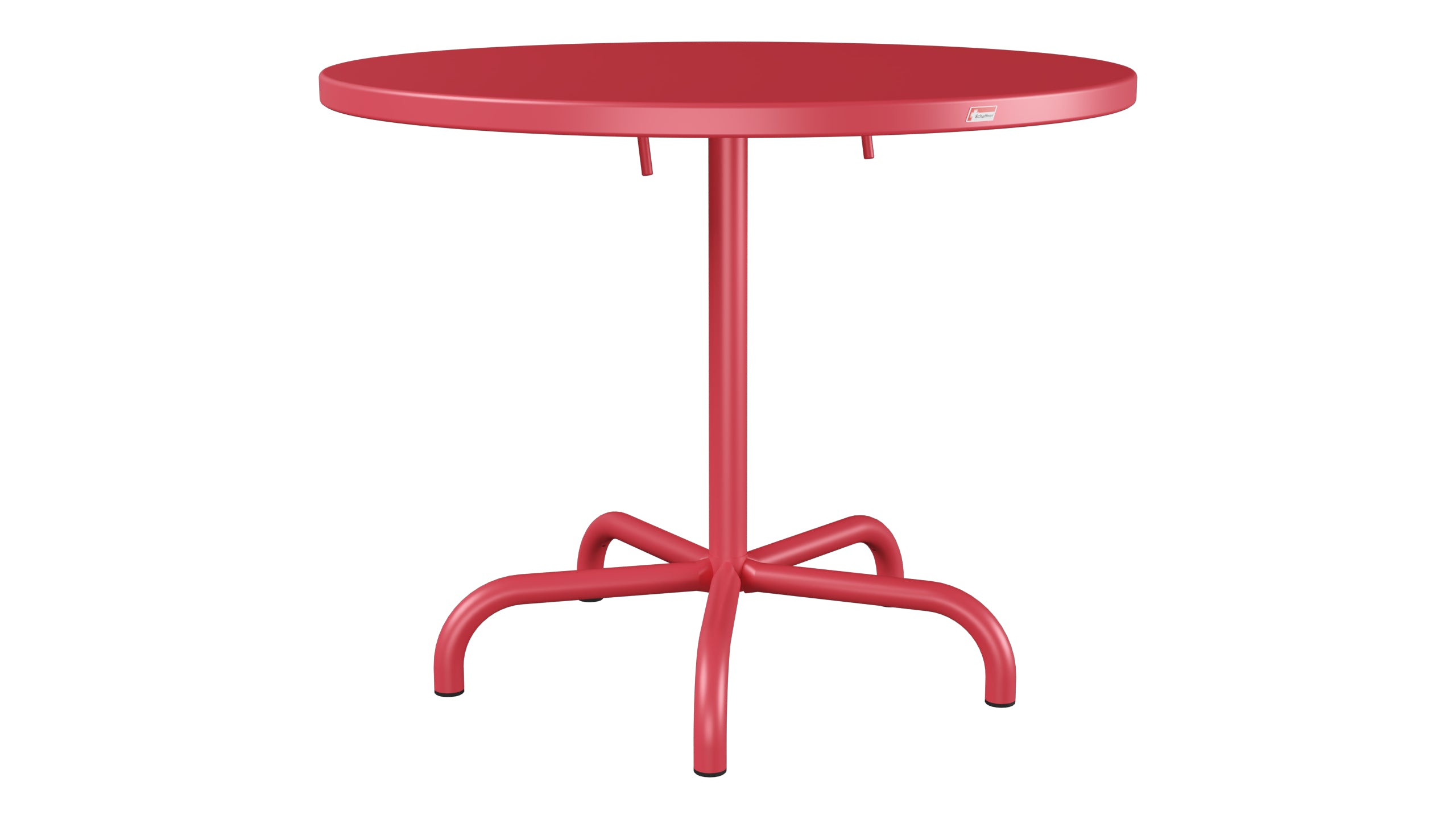 Säntis Metall-Gartentisch ø92 klappbar in Ahornrot präsentiert im Onlineshop von KAQTU Design AG. Gartentisch ist von Schaffner