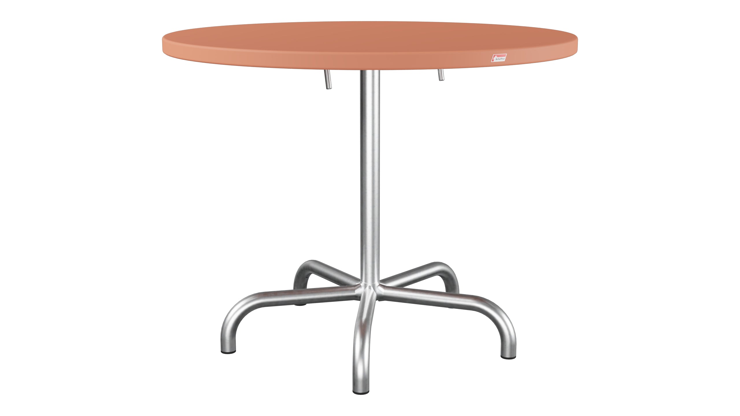 Säntis Metall-Gartentisch ø92 klappbar in Pastellterracotta präsentiert im Onlineshop von KAQTU Design AG. Gartentisch ist von Schaffner