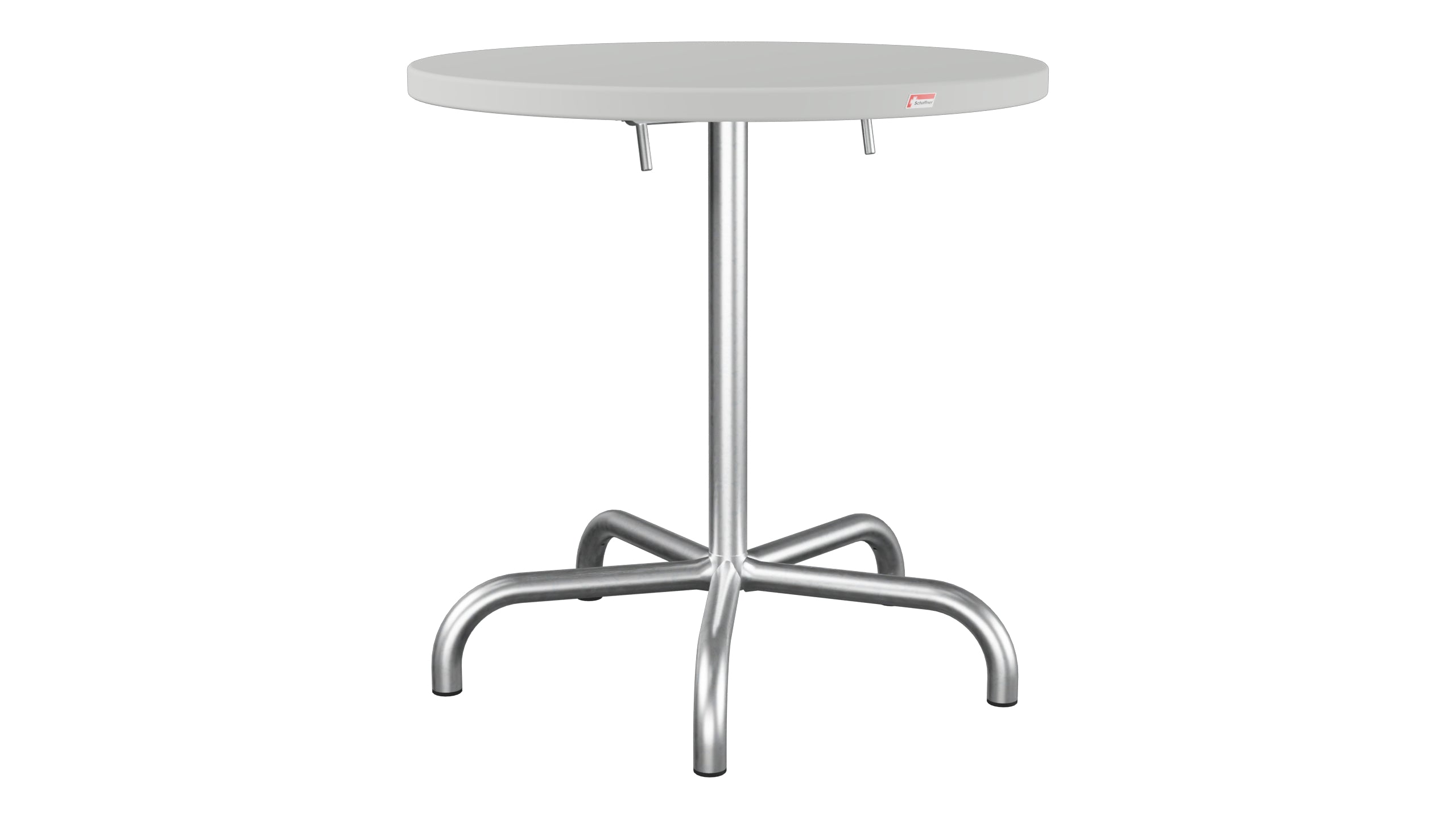 Säntis Metall-Gartentisch ø72 klappbar in Alusilber präsentiert im Onlineshop von KAQTU Design AG. Gartentisch ist von Schaffner