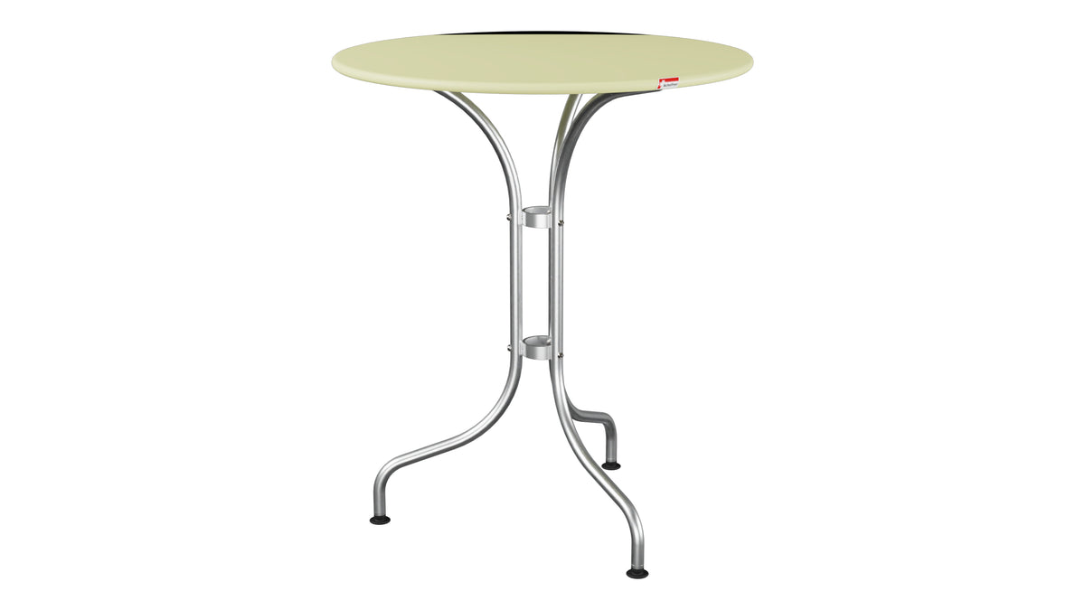 St. Moritz Metall-Gartentisch ø60 in Buchsbaumgelb präsentiert im Onlineshop von KAQTU Design AG. Gartentisch ist von Schaffner