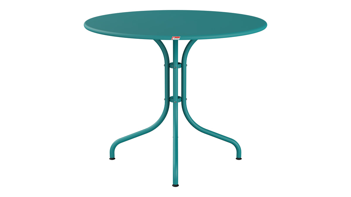 St. Moritz Metall-Gartentisch ø90 in Kaliblau präsentiert im Onlineshop von KAQTU Design AG. Gartentisch ist von Schaffner