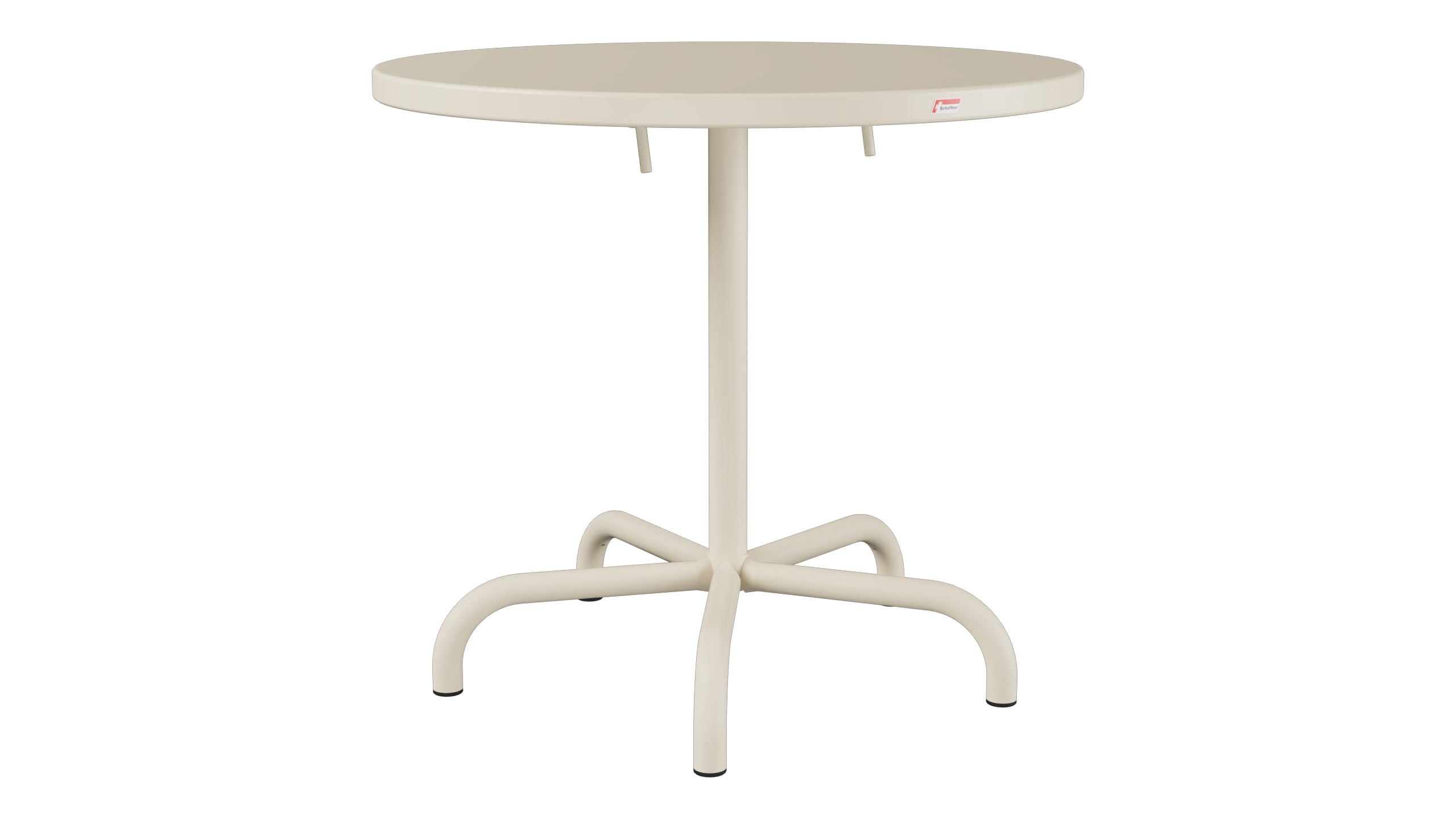 Säntis Metall-Gartentisch ø80 klappbar in Pastellsand präsentiert im Onlineshop von KAQTU Design AG. Gartentisch ist von Schaffner
