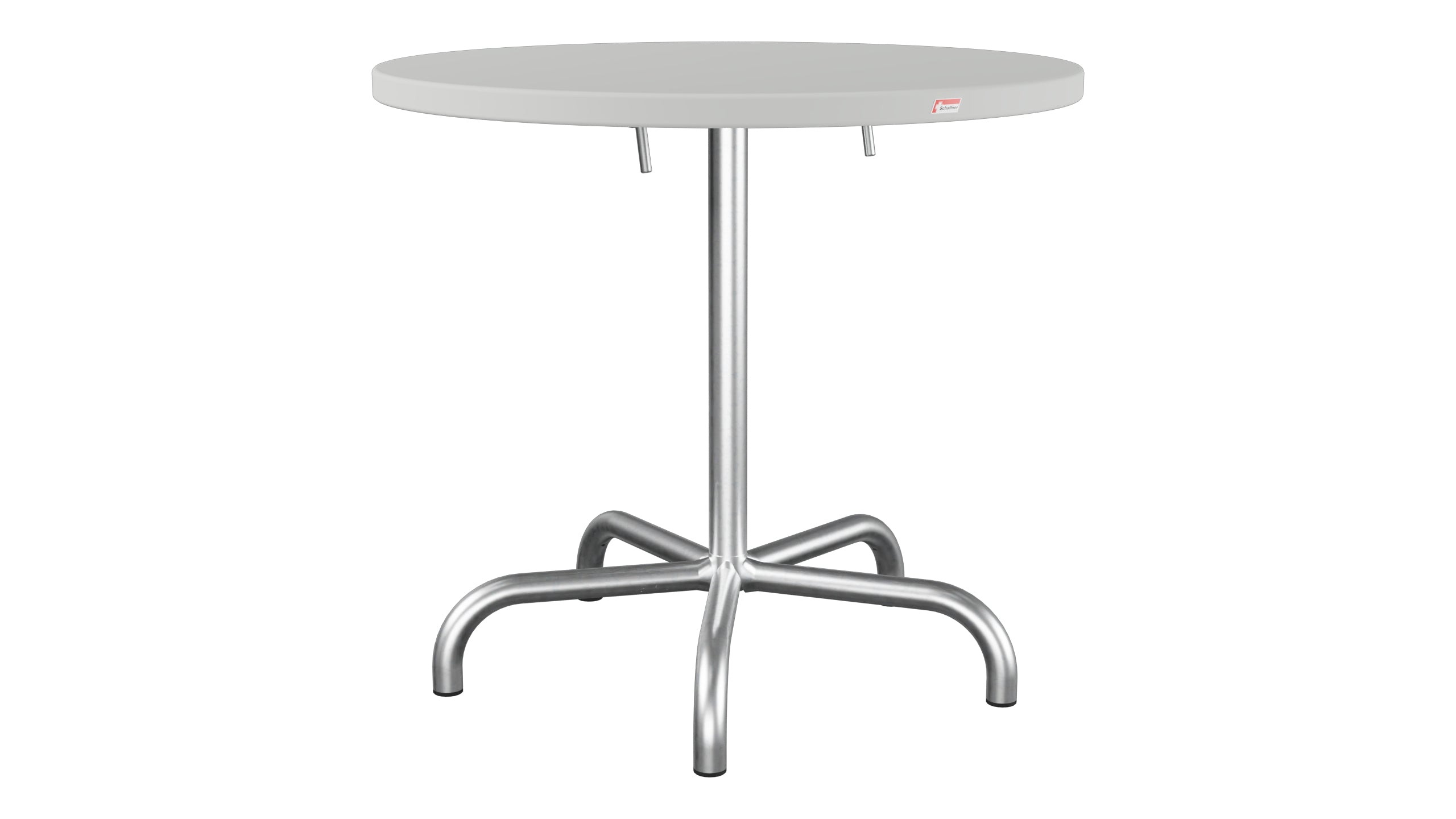 Säntis Metall-Gartentisch ø80 klappbar in Alusilber präsentiert im Onlineshop von KAQTU Design AG. Gartentisch ist von Schaffner