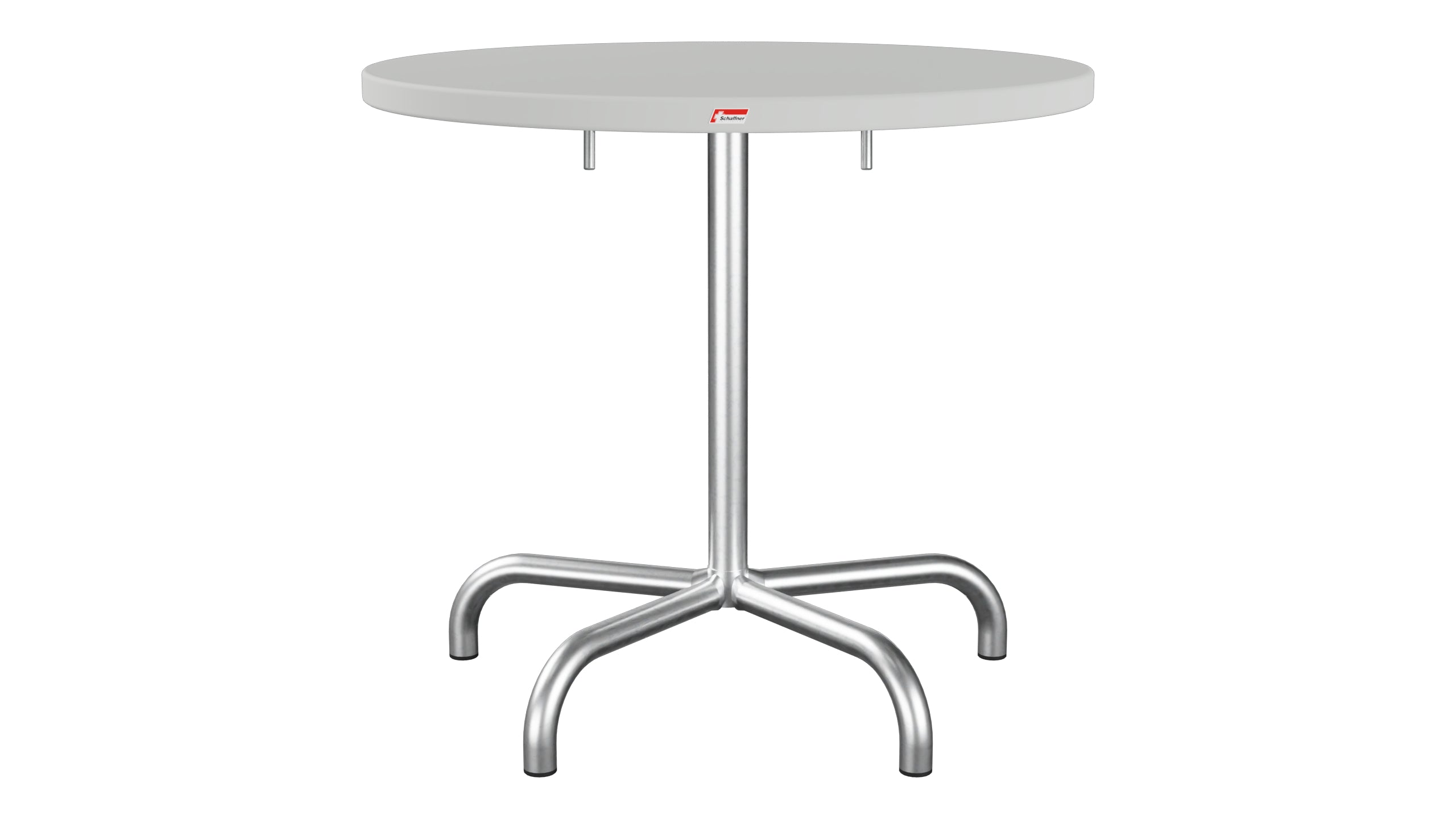 Säntis Metall-Gartentisch ø80 klappbar in Alusilber präsentiert im Onlineshop von KAQTU Design AG. Gartentisch ist von Schaffner