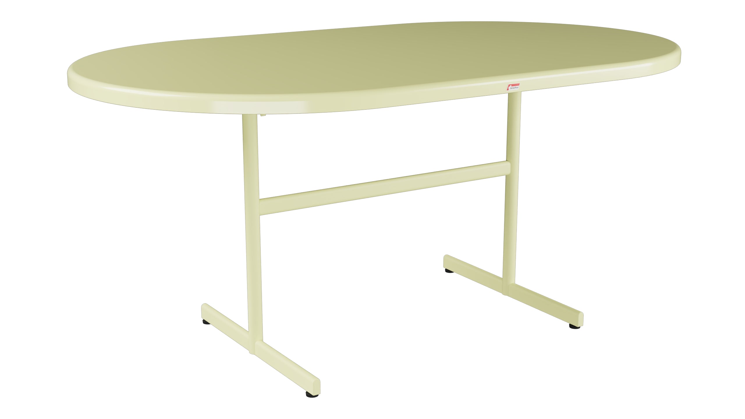 Bodensee Glasfaser-Gartentisch 160x95 oval klappbar in Buchsbaumgelb präsentiert im Onlineshop von KAQTU Design AG. Gartentisch ist von Schaffner