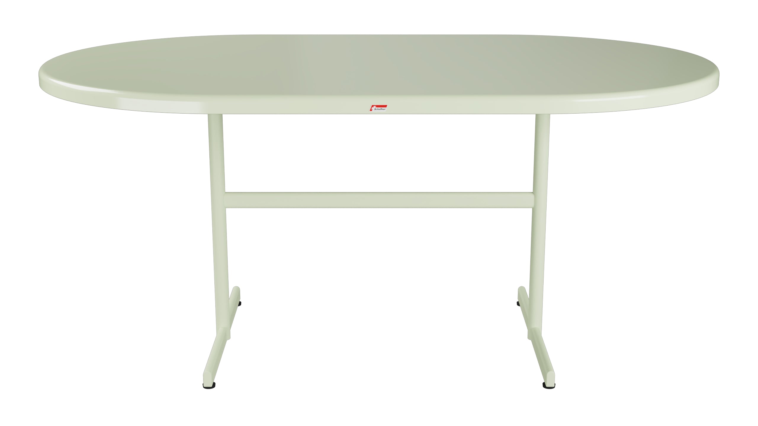 Bodensee Glasfaser-Gartentisch 160x95 oval klappbar in Pastellgrün präsentiert im Onlineshop von KAQTU Design AG. Gartentisch ist von Schaffner