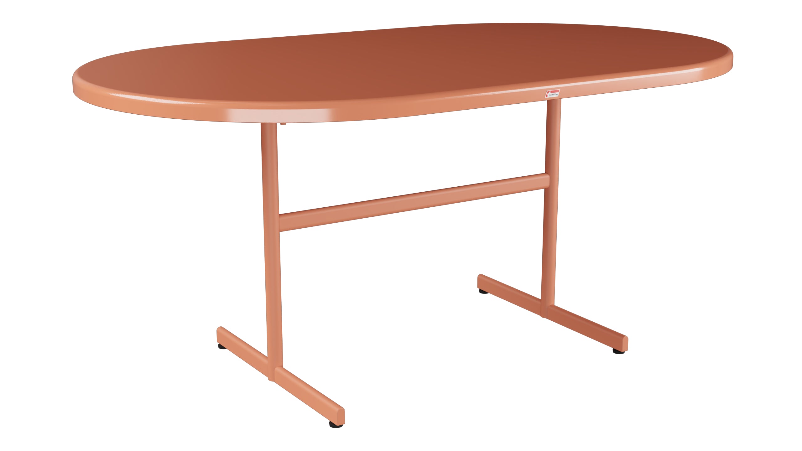 Bodensee Glasfaser-Gartentisch 160x95 oval klappbar in Pastellterracotta präsentiert im Onlineshop von KAQTU Design AG. Gartentisch ist von Schaffner
