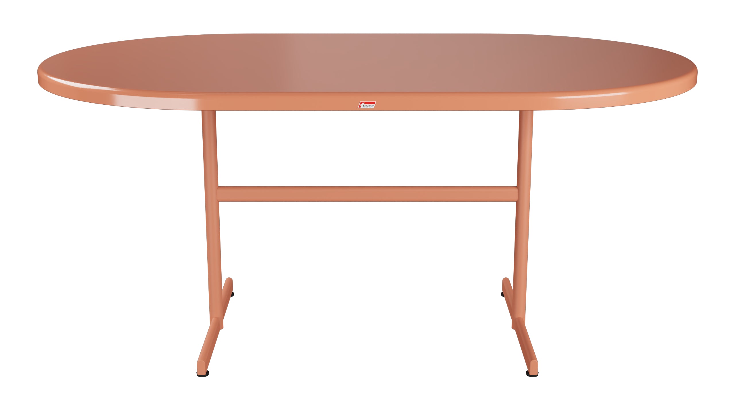 Bodensee Glasfaser-Gartentisch 160x95 oval klappbar in Pastellterracotta präsentiert im Onlineshop von KAQTU Design AG. Gartentisch ist von Schaffner