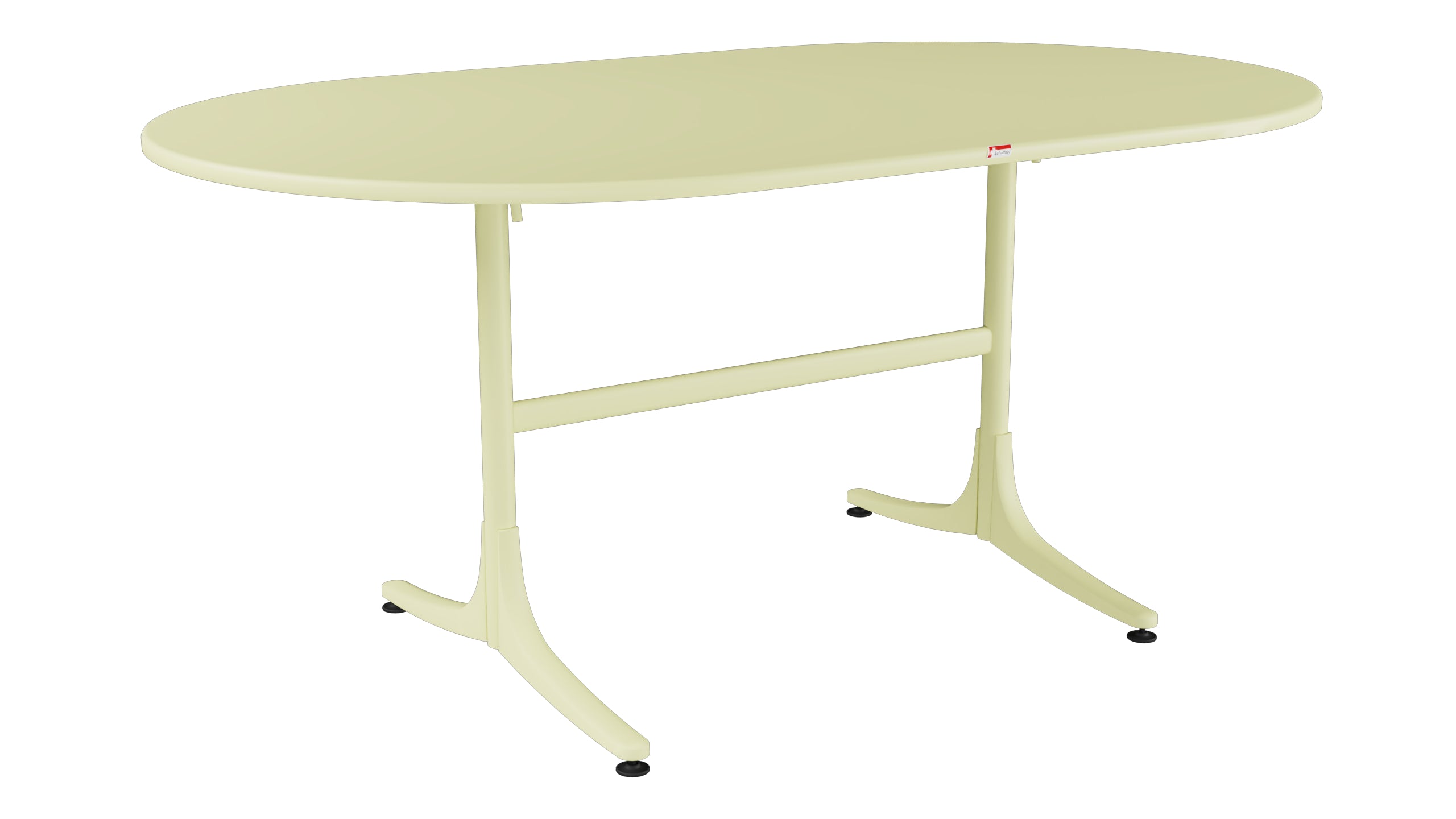 Schaffhausen Glasfaser-Gartentisch 160x95 oval klappbar in Buchsbaumgelb präsentiert im Onlineshop von KAQTU Design AG. Gartentisch ist von Schaffner