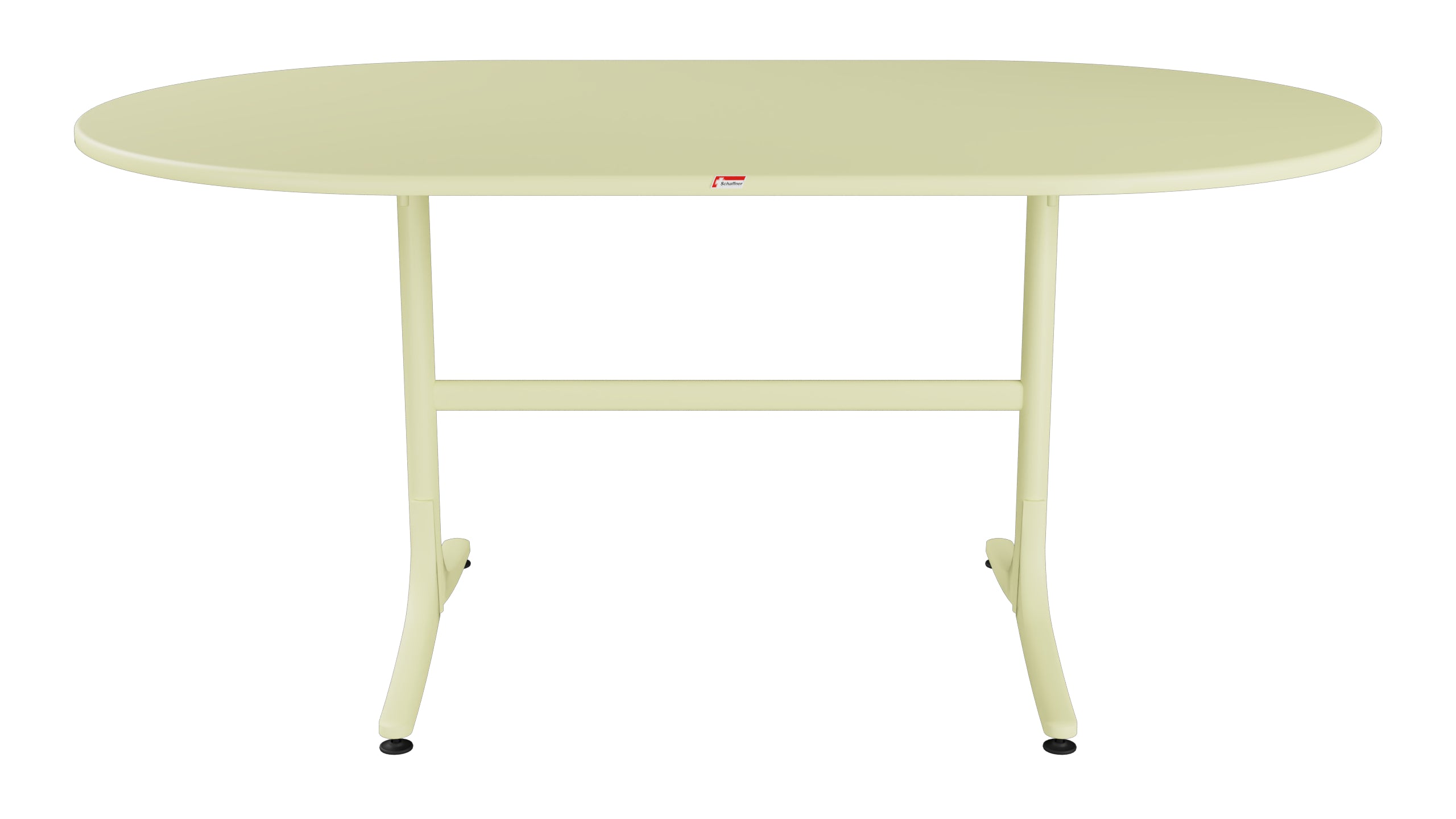 Schaffhausen Glasfaser-Gartentisch 160x95 oval klappbar in Buchsbaumgelb präsentiert im Onlineshop von KAQTU Design AG. Gartentisch ist von Schaffner
