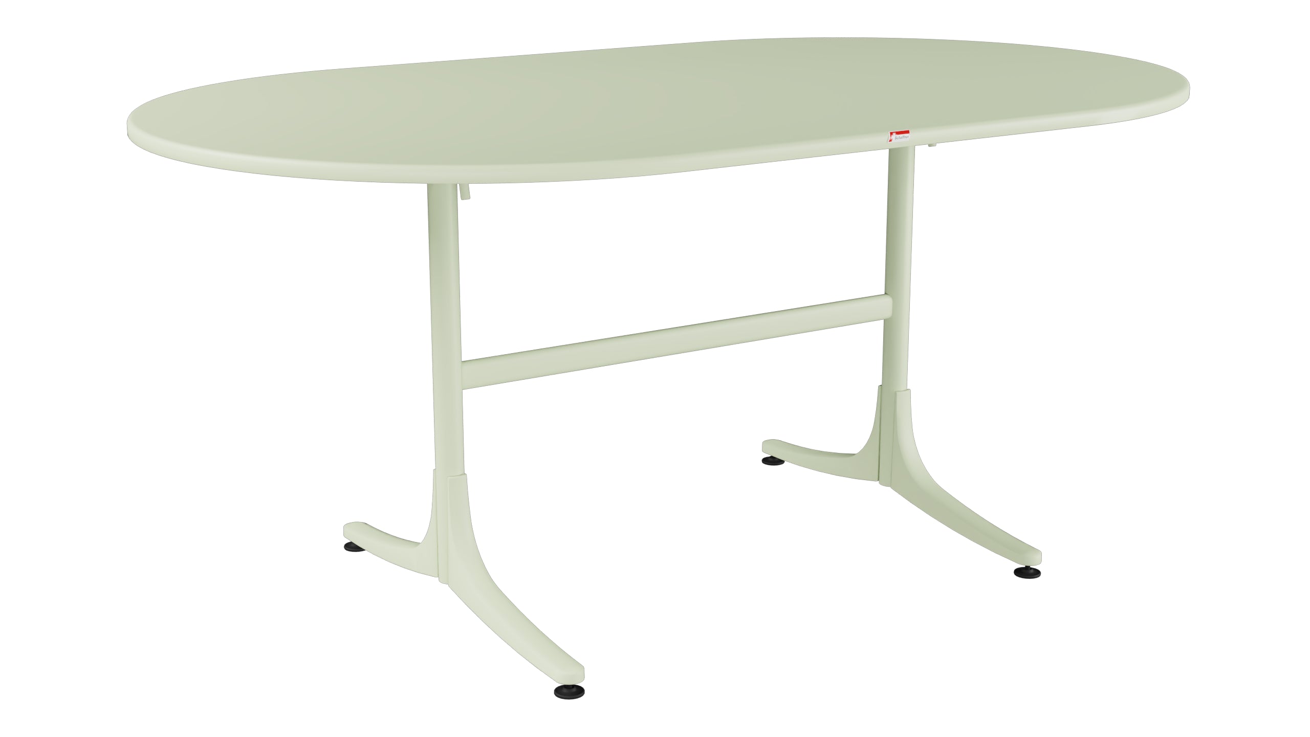 Schaffhausen Glasfaser-Gartentisch 160x95 oval klappbar in Pastellgrün präsentiert im Onlineshop von KAQTU Design AG. Gartentisch ist von Schaffner