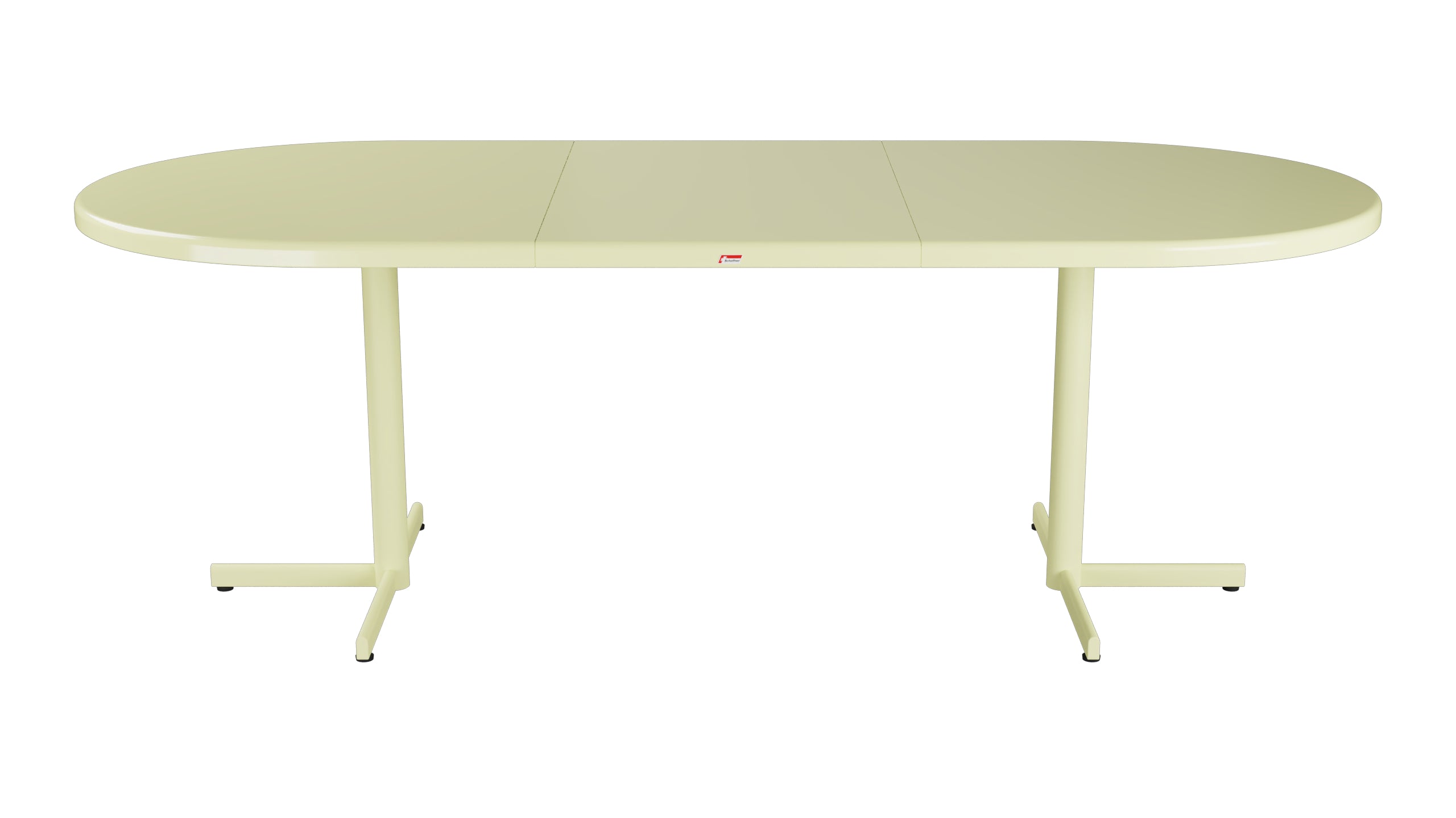 Bodensee Glasfaser-Gartentisch 160/218x95 oval klappbar, ausziehbar in Buchsbaumgelb präsentiert im Onlineshop von KAQTU Design AG. Gartentisch ist von Schaffner