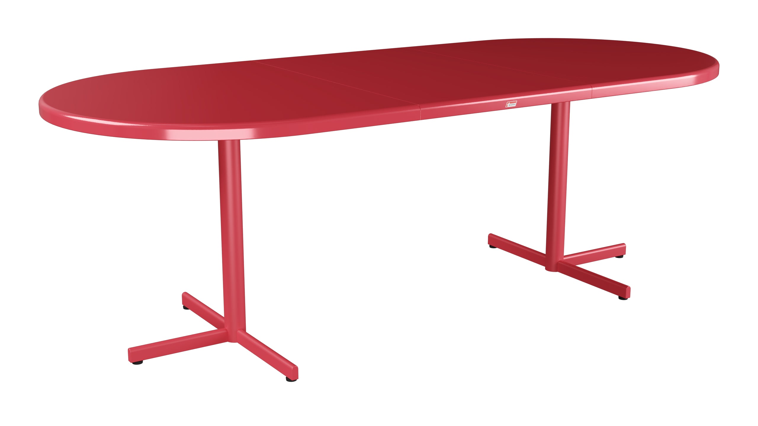 Bodensee Glasfaser-Gartentisch 160/218x95 oval klappbar, ausziehbar in Ahornrot präsentiert im Onlineshop von KAQTU Design AG. Gartentisch ist von Schaffner