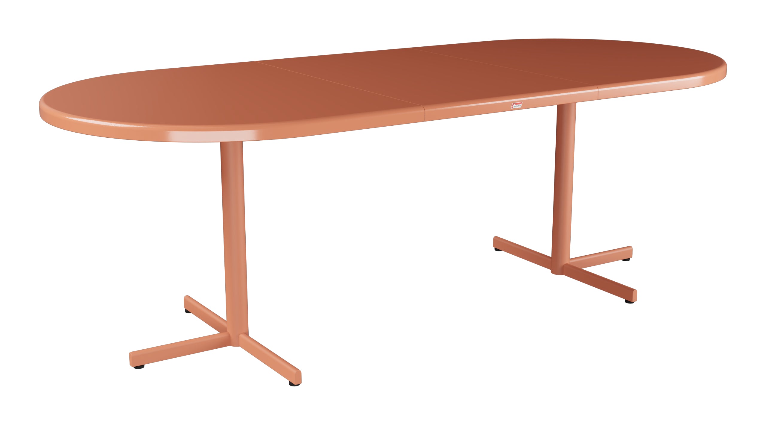 Bodensee Glasfaser-Gartentisch 160/218x95 oval klappbar, ausziehbar in Pastellterracotta präsentiert im Onlineshop von KAQTU Design AG. Gartentisch ist von Schaffner