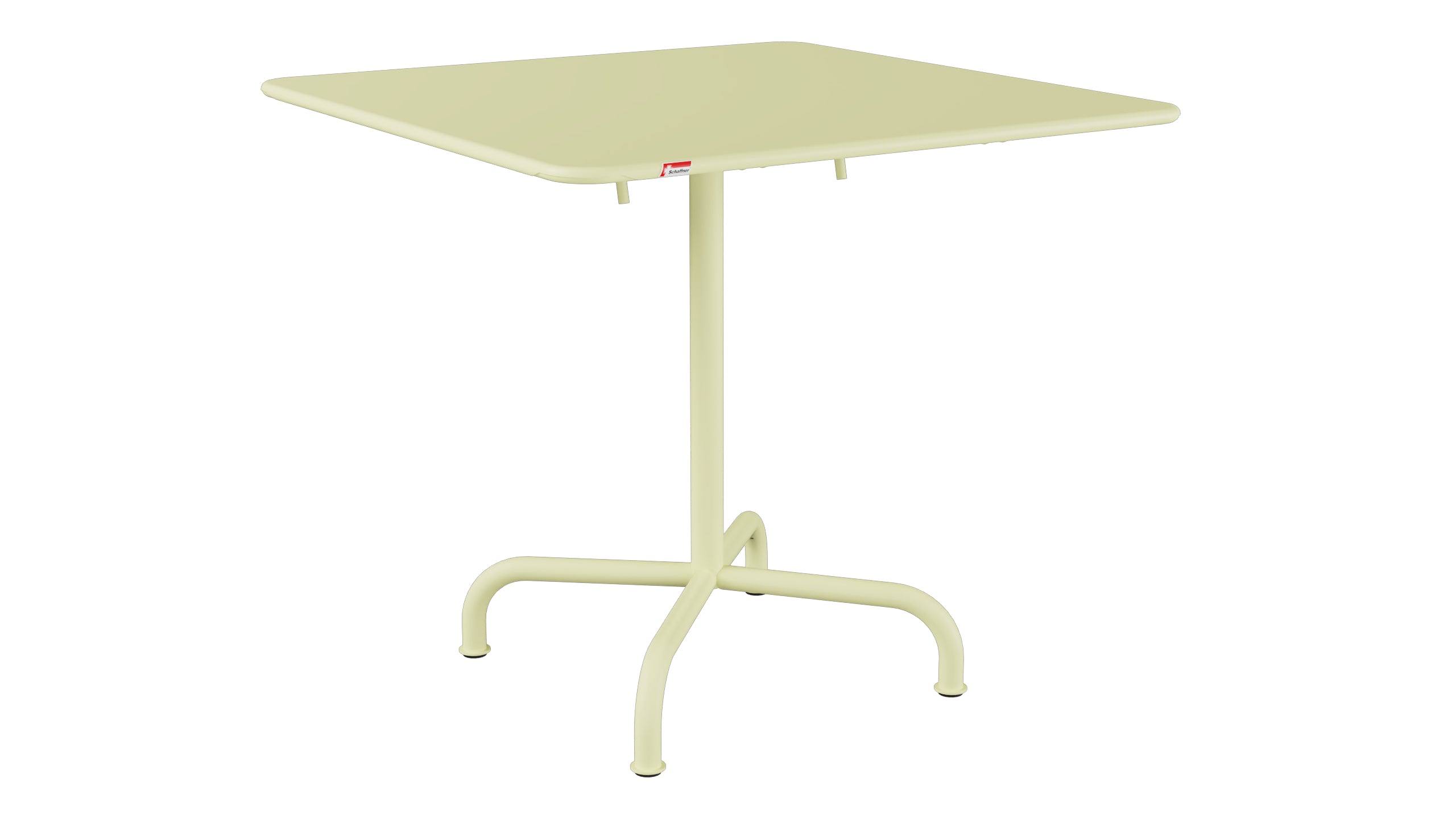 Rigi Metall-Gartentisch 80x80 klappbar in Buchsbaumgelb präsentiert im Onlineshop von KAQTU Design AG. Gartentisch ist von Schaffner