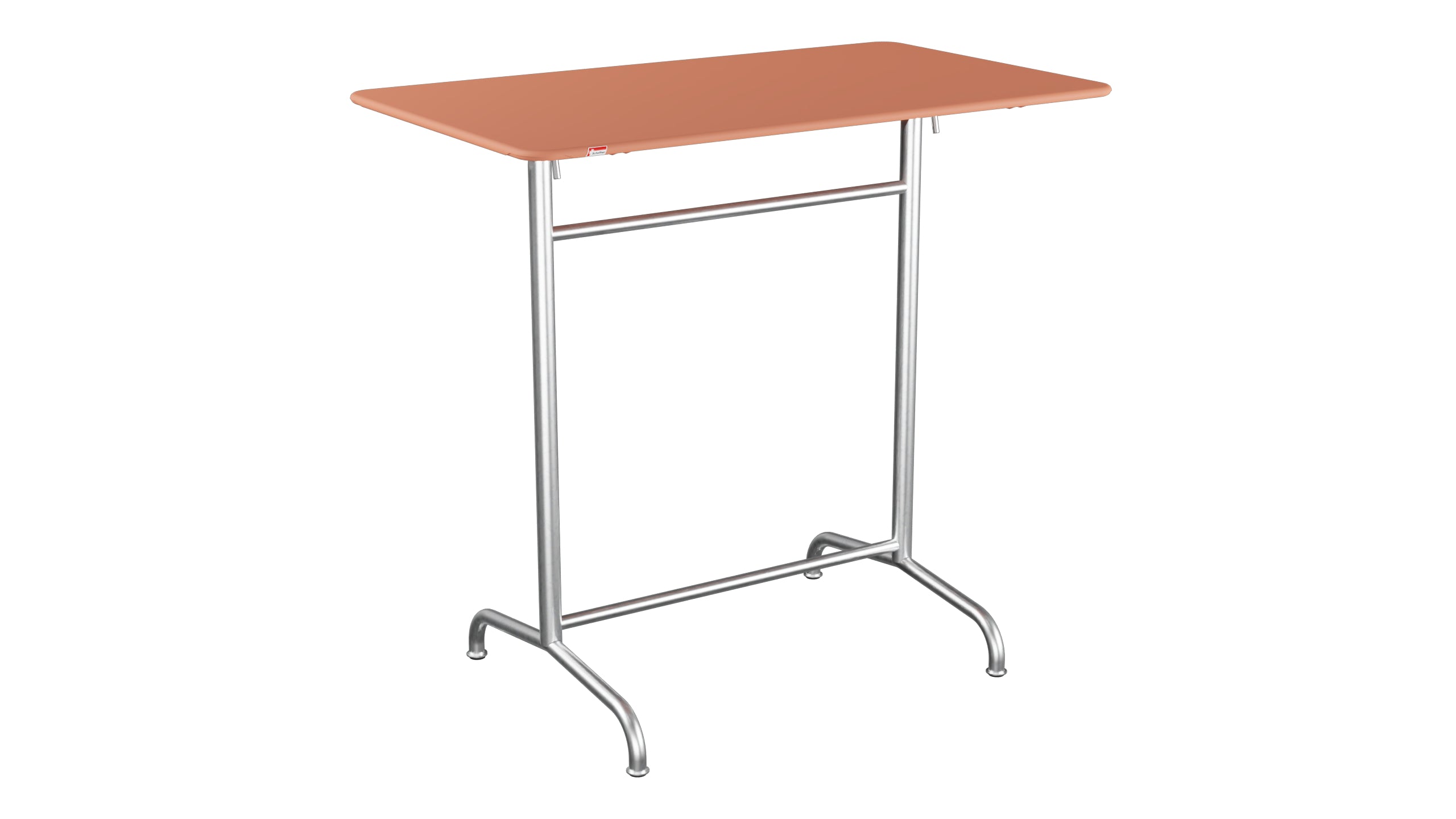 Rigi Metall-Stehtisch Outdoor 120x70 / 110 klappbar in Pastellterracotta präsentiert im Onlineshop von KAQTU Design AG. Hochtisch Outdoor ist von Schaffner