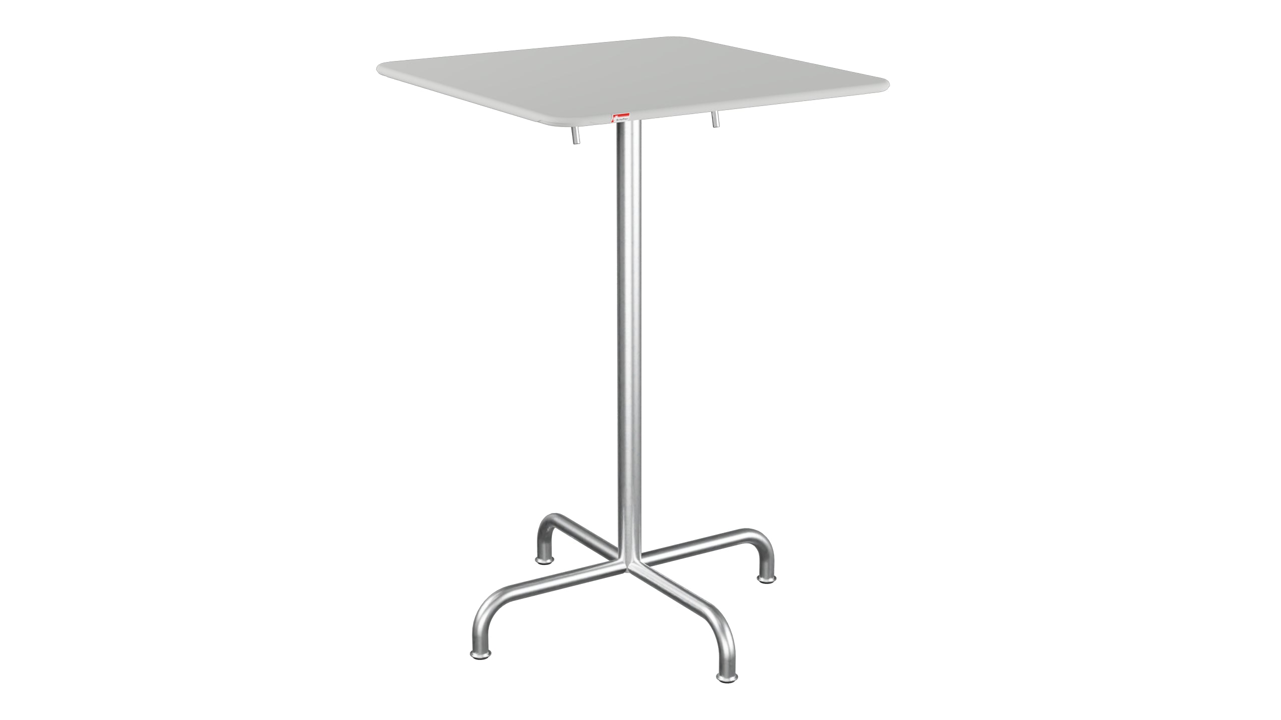 Rigi Metall-Stehtisch Outdoor 70x70 / 110 klappbar  in Alusilber präsentiert im Onlineshop von KAQTU Design AG. Hochtisch Outdoor ist von Schaffner