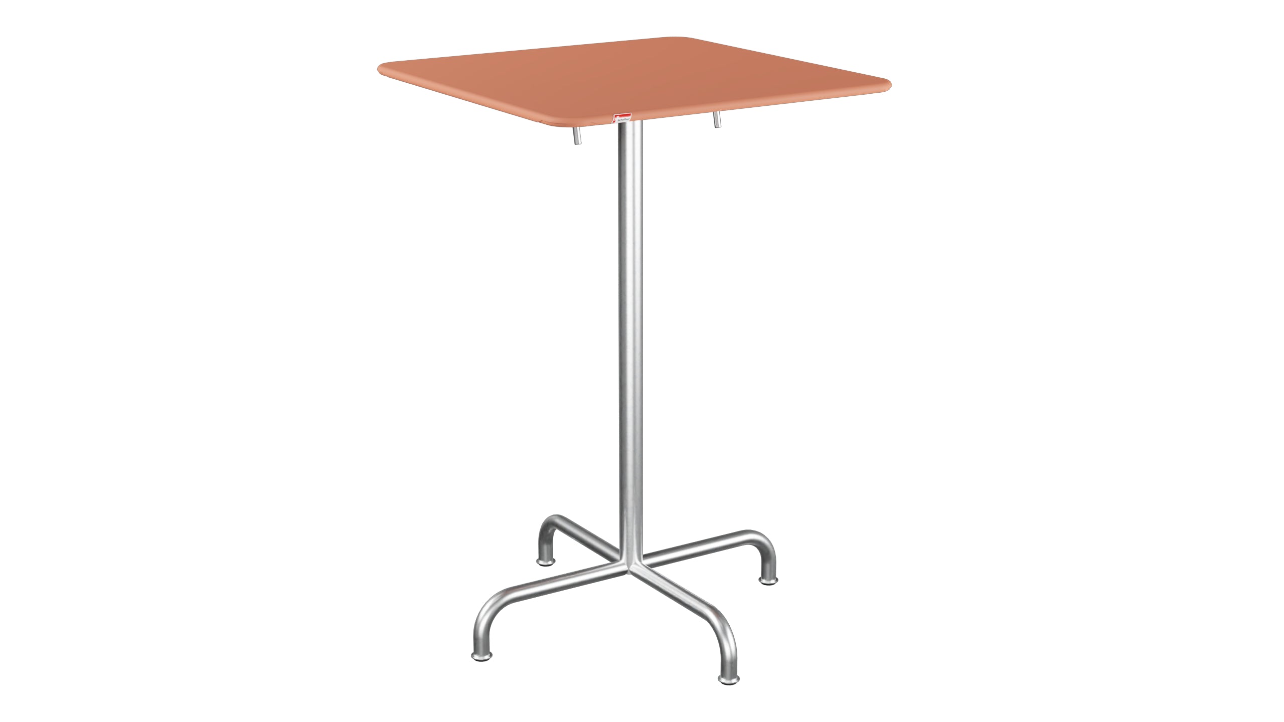 Rigi Metall-Stehtisch Outdoor 70x70 / 110 klappbar  in Pastellterracotta präsentiert im Onlineshop von KAQTU Design AG. Hochtisch Outdoor ist von Schaffner
