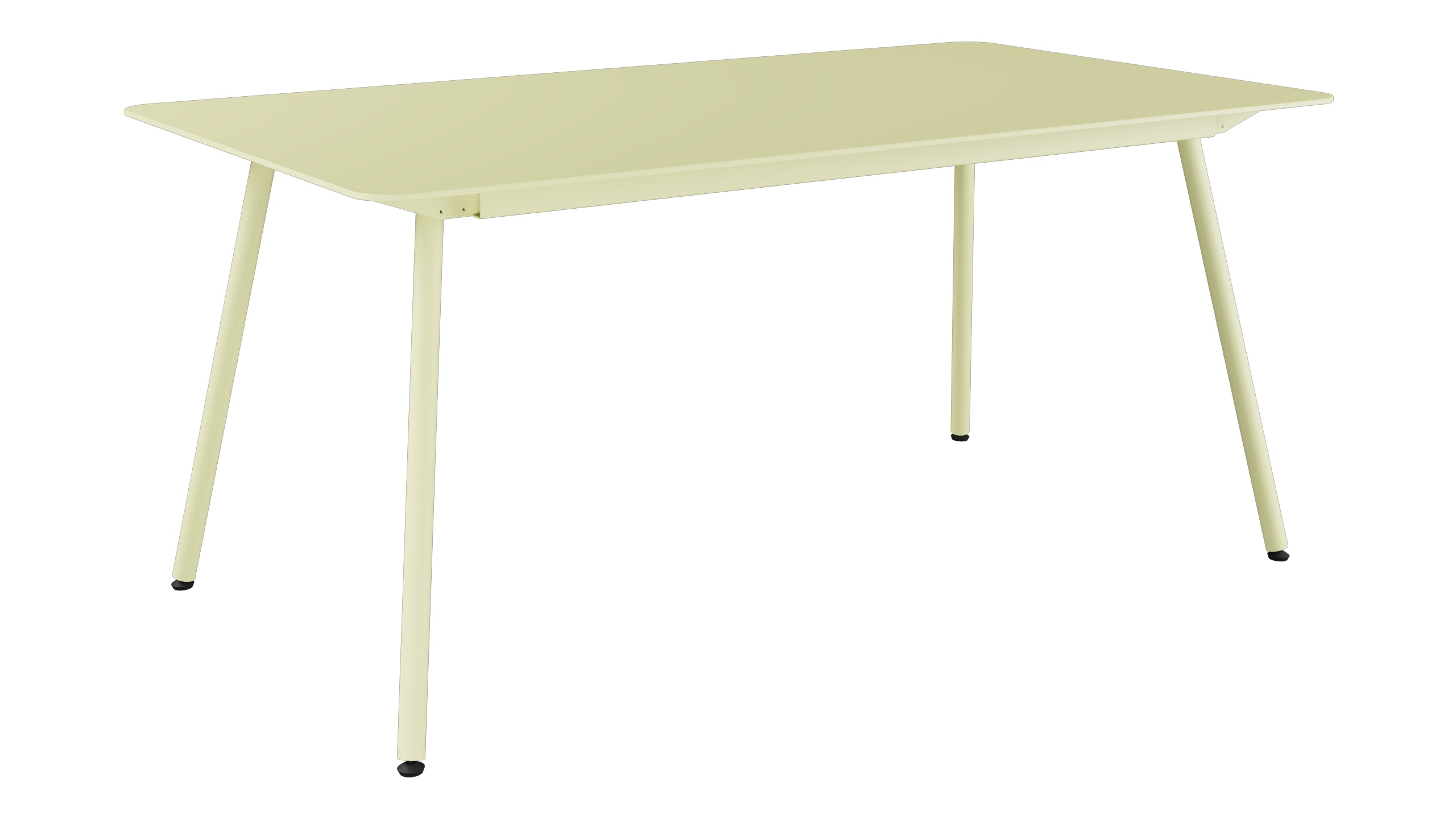 Locarno Glasfaser-Gartentisch 160x90 gerundete Ecken in Buchsbaumgelb präsentiert im Onlineshop von KAQTU Design AG. Gartentisch ist von Schaffner