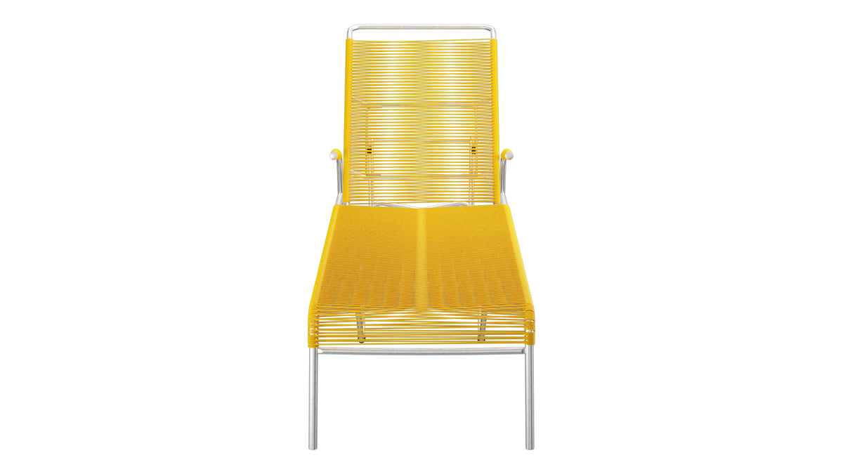 Säntis Spaghetti-Rollenliege in Gelb präsentiert im Onlineshop von KAQTU Design AG. Liegestuhl ist von Schaffner