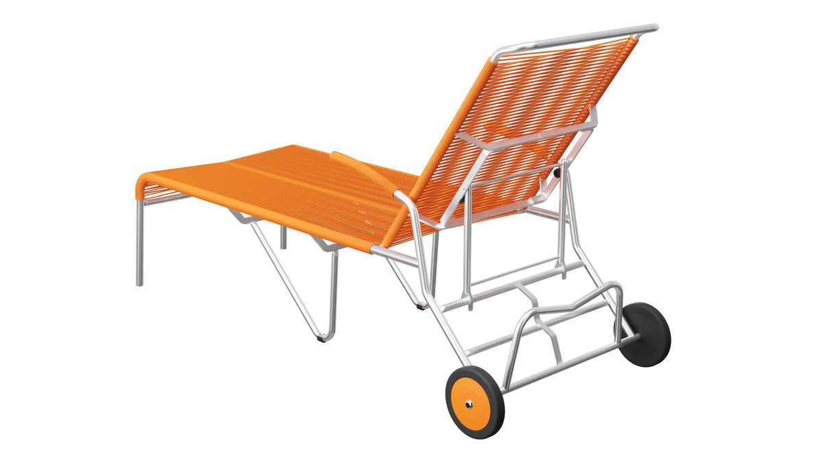 Säntis Spaghetti-Rollenliege in Orange präsentiert im Onlineshop von KAQTU Design AG. Liegestuhl ist von Schaffner