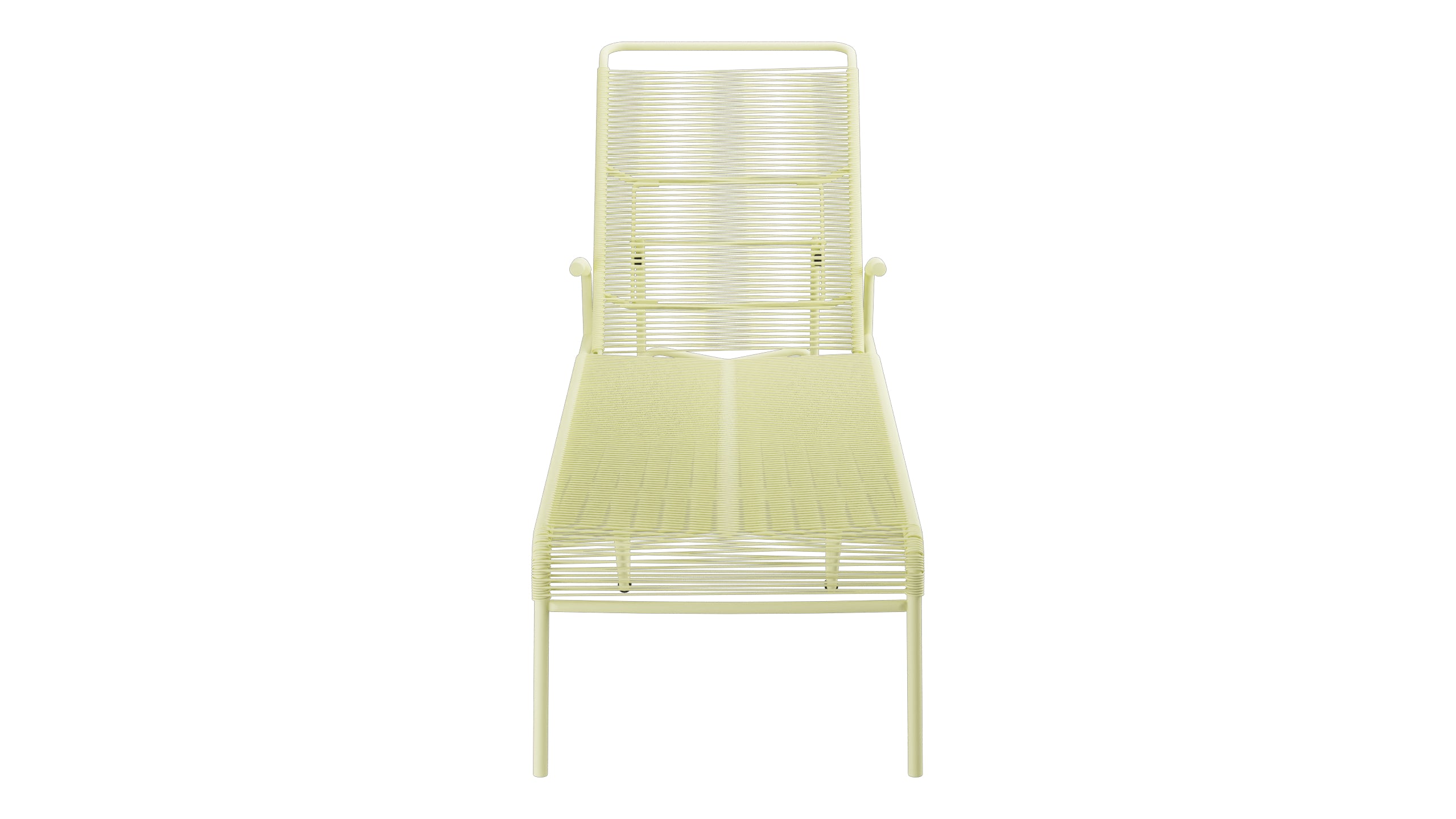 Säntis Spaghetti-Rollenliege in Buchsbaumgelb präsentiert im Onlineshop von KAQTU Design AG. Liegestuhl ist von Schaffner