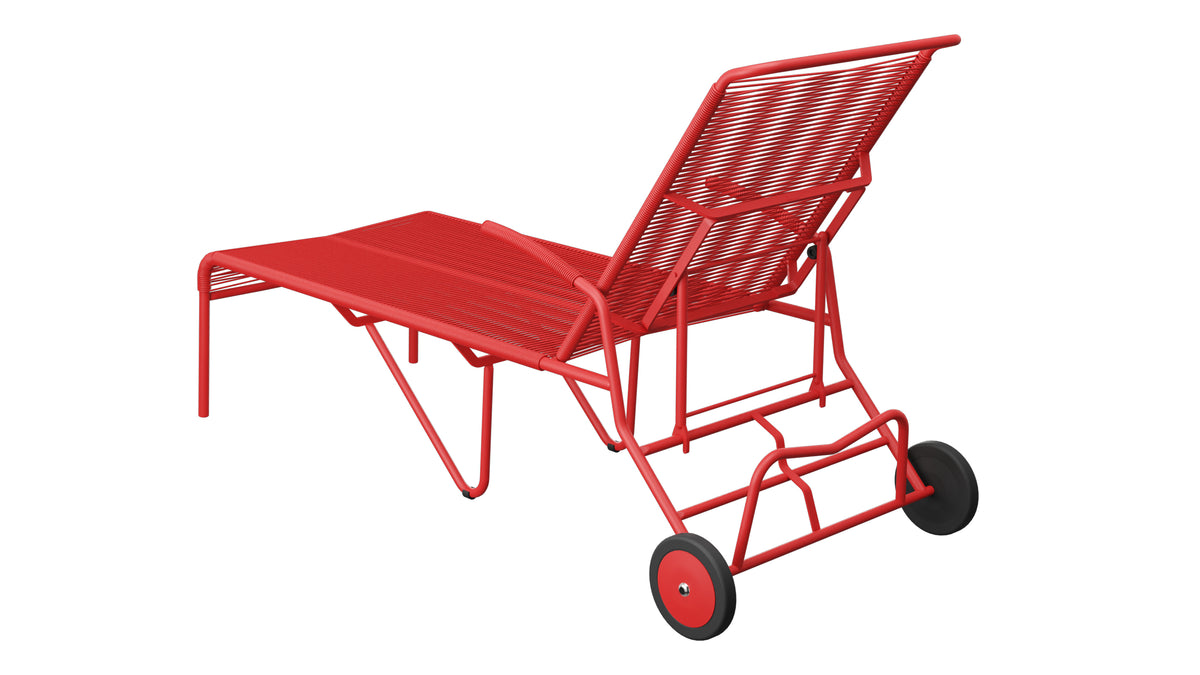 Säntis Spaghetti-Rollenliege in Rot präsentiert im Onlineshop von KAQTU Design AG. Liegestuhl ist von Schaffner
